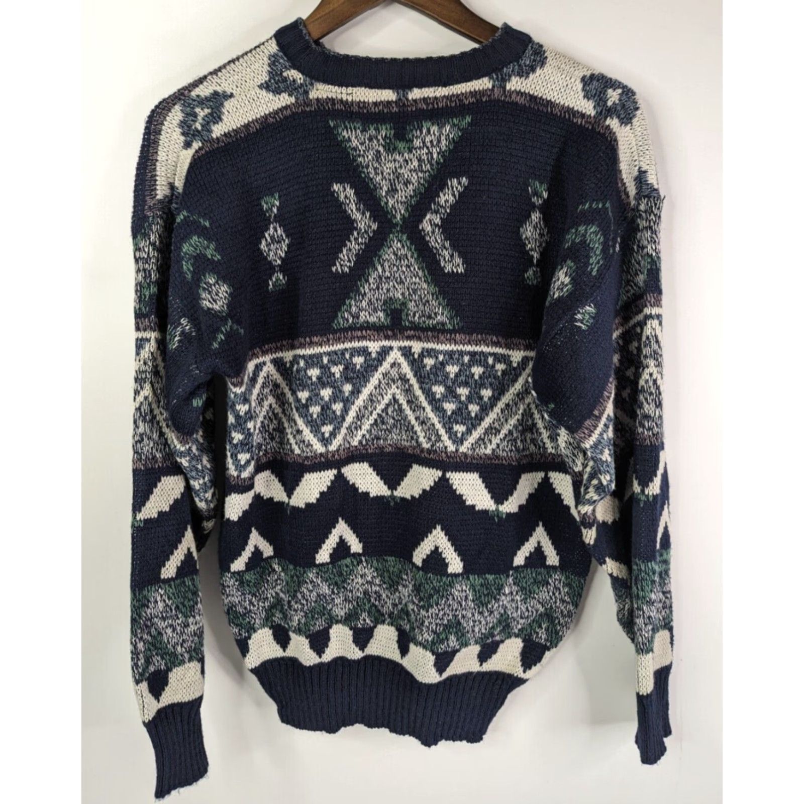 Vintage VINTAGE Michael Gerald Grandpa Sweater Geometric Crewneck Knit Men M Blue Aztec Size US M / EU 48-50 / 2 - 4 Thumbnail