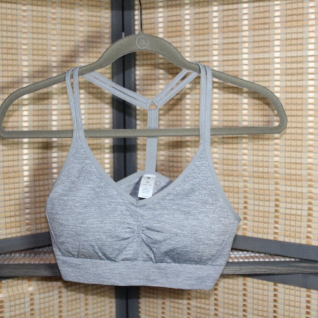 Other Yogalicious Double-Strap T-Back Sports Heather Gray Bralette Size ONE SIZE - 1 Thumbnail
