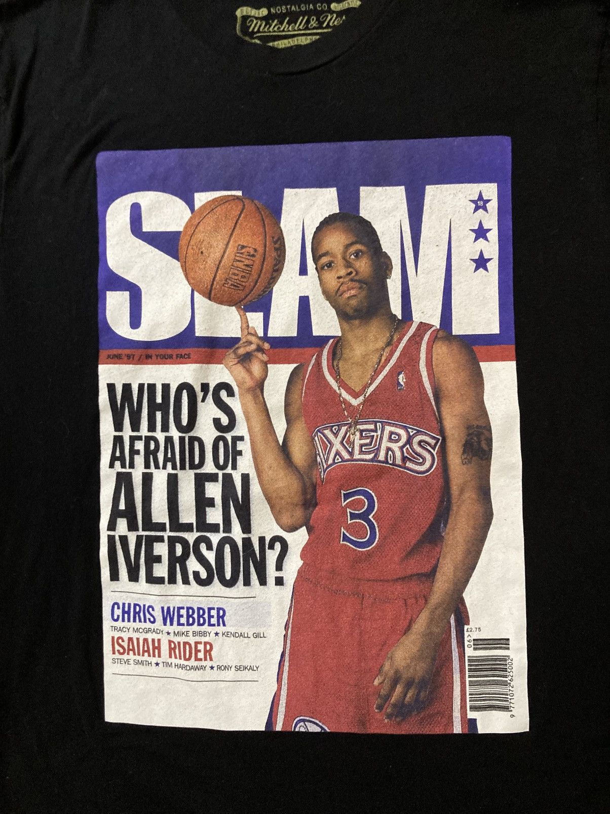 Designer × Vintage Mitchell & Ness Allen Iverson MENS Size S Sixers 97 Tshirt Size US S / EU 44-46 / 1 - 3 Thumbnail