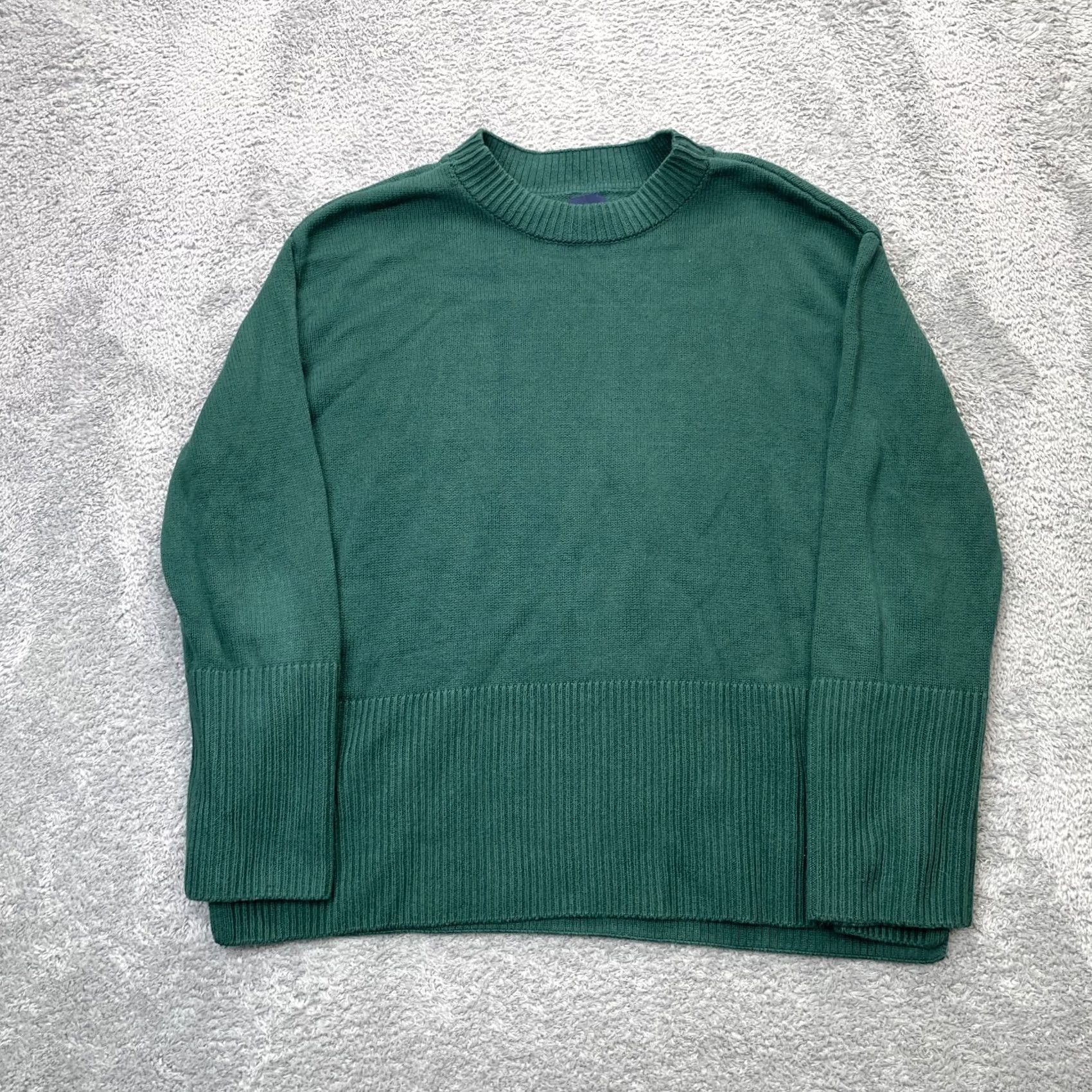 Gap Gap Sweater Women Large Green Oversized Cotton Tight Knit Logo Ribbed Side Slit Size L / US 10 / IT 46 - 2 Thumbnail
