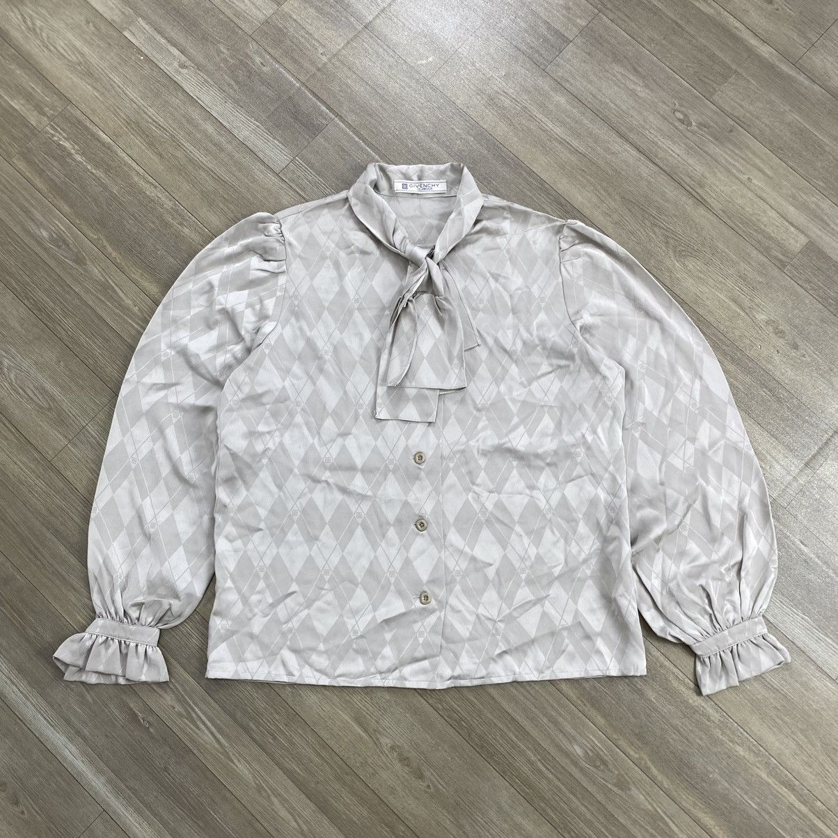 Givenchy Vintage Givenchy Glamour Diamond Jacquard Tie-Neck Blouse Size S / US 4 / IT 40 - 1 Thumbnail