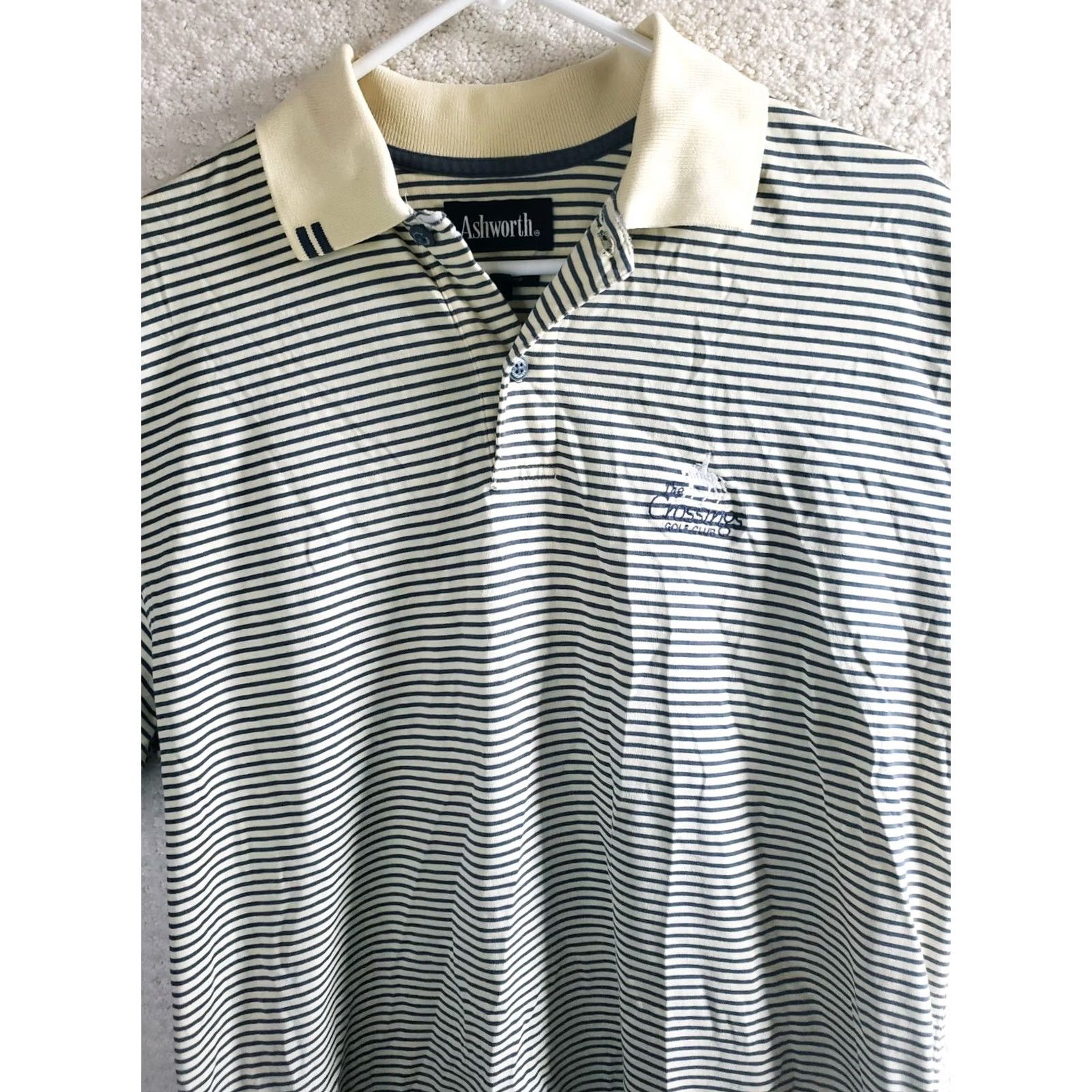Vintage Ashworth Polo Shirt Blue Striped EZ-Tech M Adult Medium Regular Shirt Mens Polo Size US M / EU 48-50 / 2 - 3 Thumbnail
