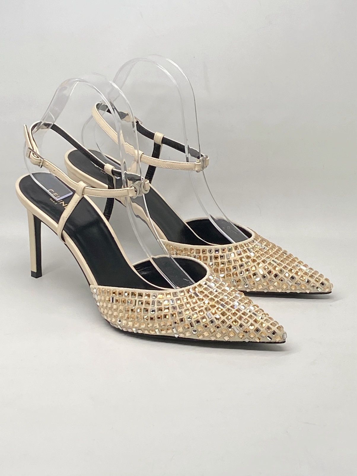 Celine Celine Kitten Suede Strap Embellished Pumps size 39 Size US 9 / IT 39 - 1 Thumbnail