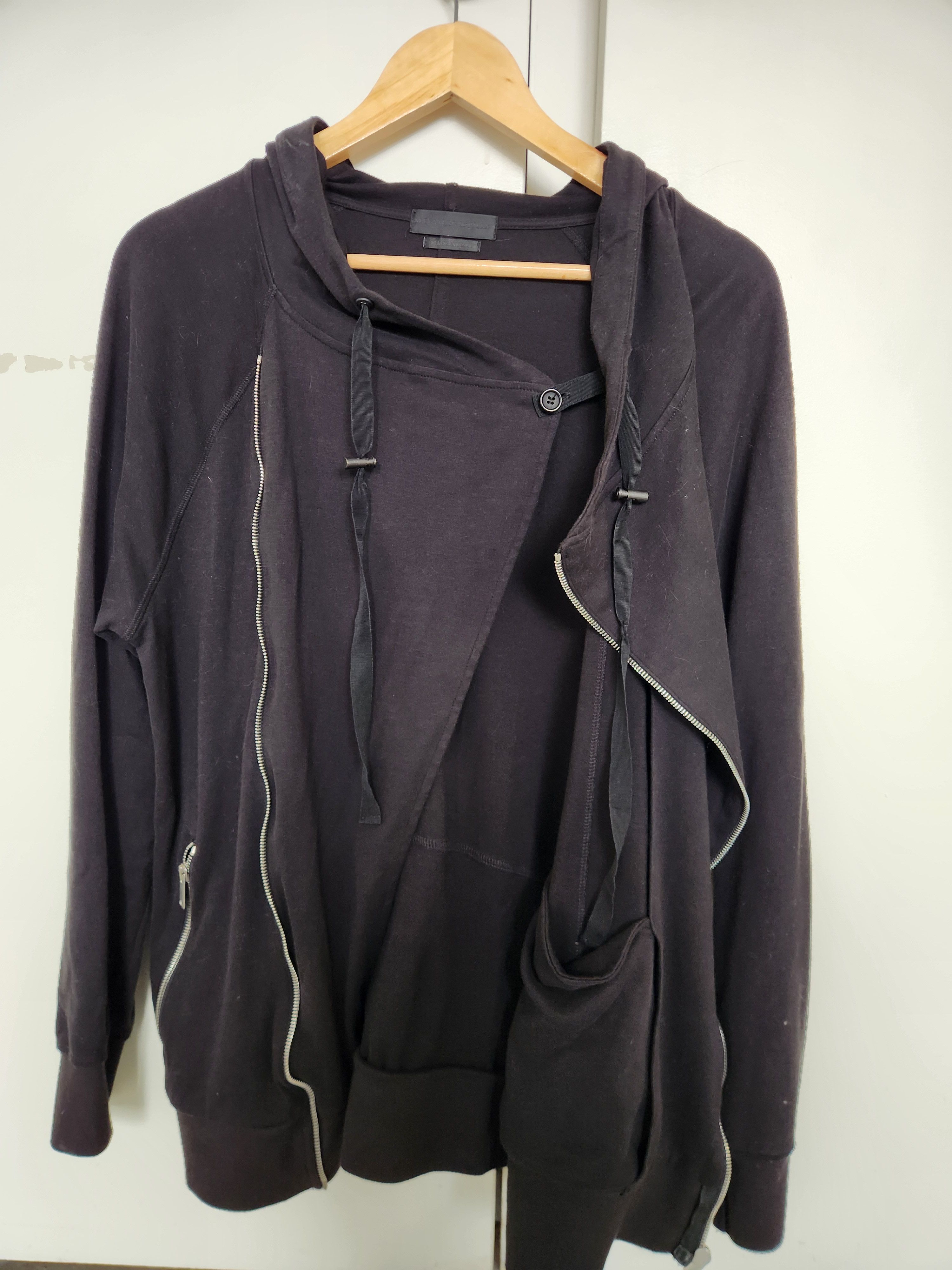 Alexander McQueen Asymmetrical black zipper light weight jacket w/ hood Size US M / EU 48-50 / 2 - 6 Thumbnail