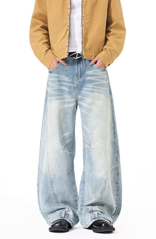 Japanese Brand American retro high street whiskered washed scimitar jeans Size US 32 / EU 48 - 1 Thumbnail