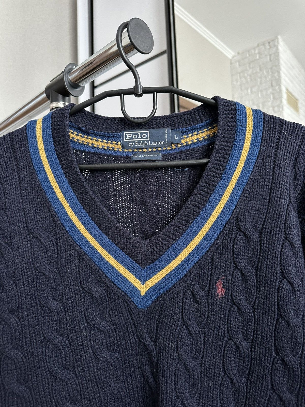 Polo Ralph Lauren Polo Ralph Lauren RL Vintage V-Neck Cable Wool Sweater 90s Size US L / EU 52-54 / 3 - 6 Thumbnail
