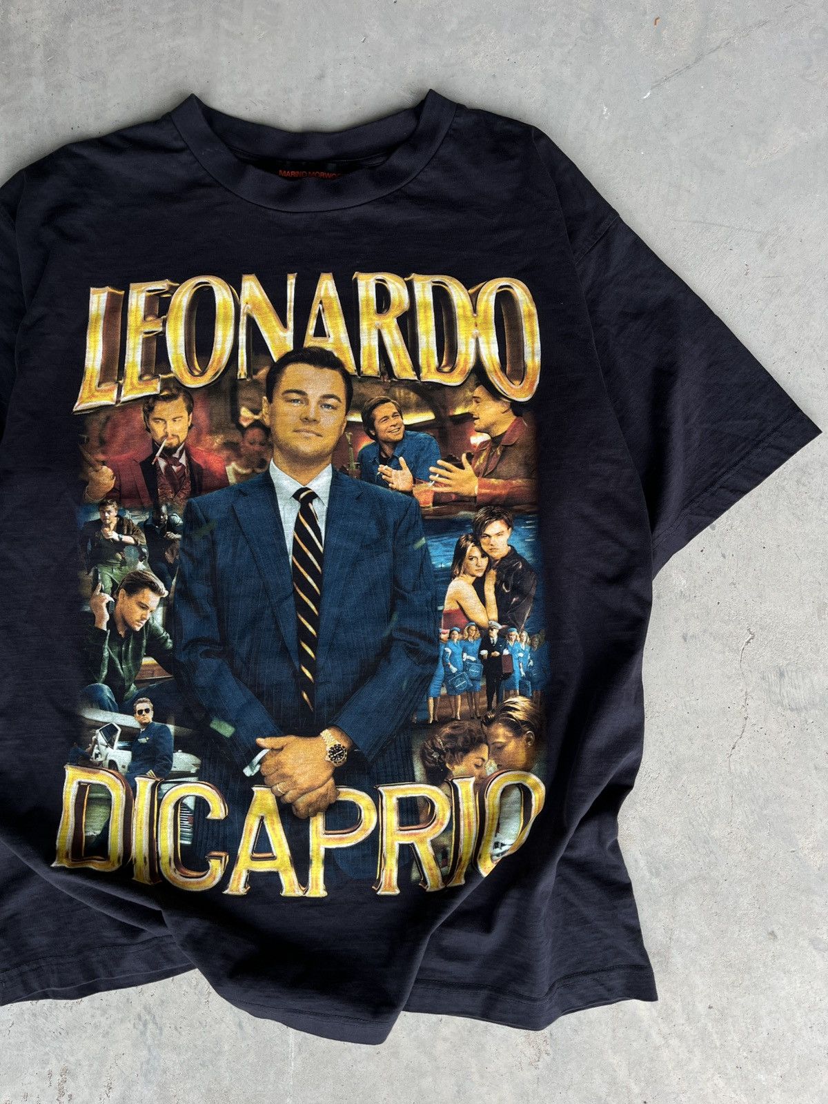 image of Band Tees x Rap Tees Vintage Style Leonardo Dicaprio Band Tee Rap Tee T Shirt in Black (Size XL)