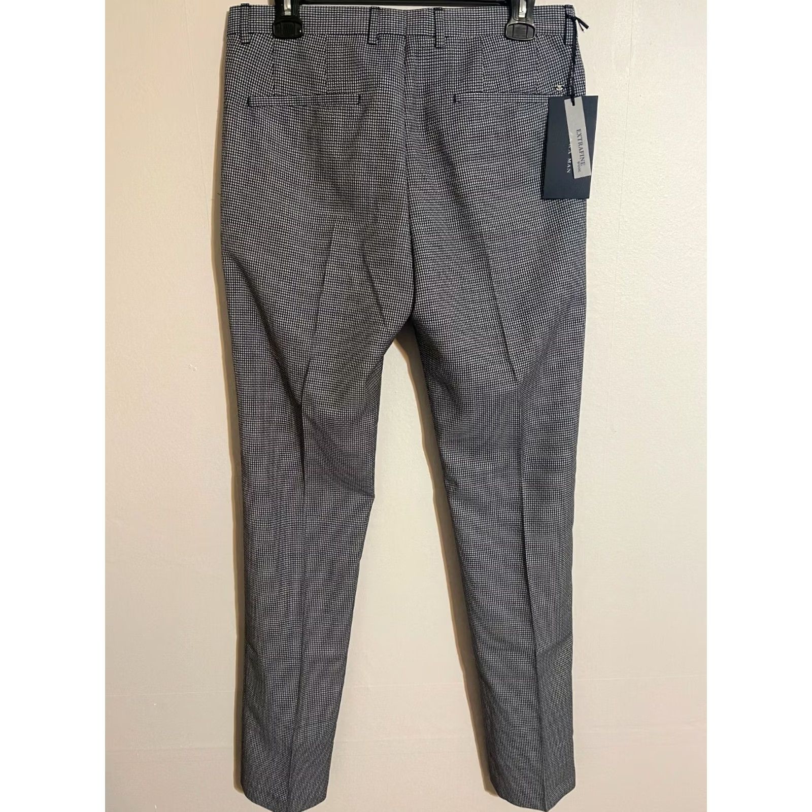 Zara VINTAGE Zara Man Extrafine Wool Woven Design Gray/Black Dress Pants - Men's 30 - New! Size US 32 / EU 48 - 2 Thumbnail