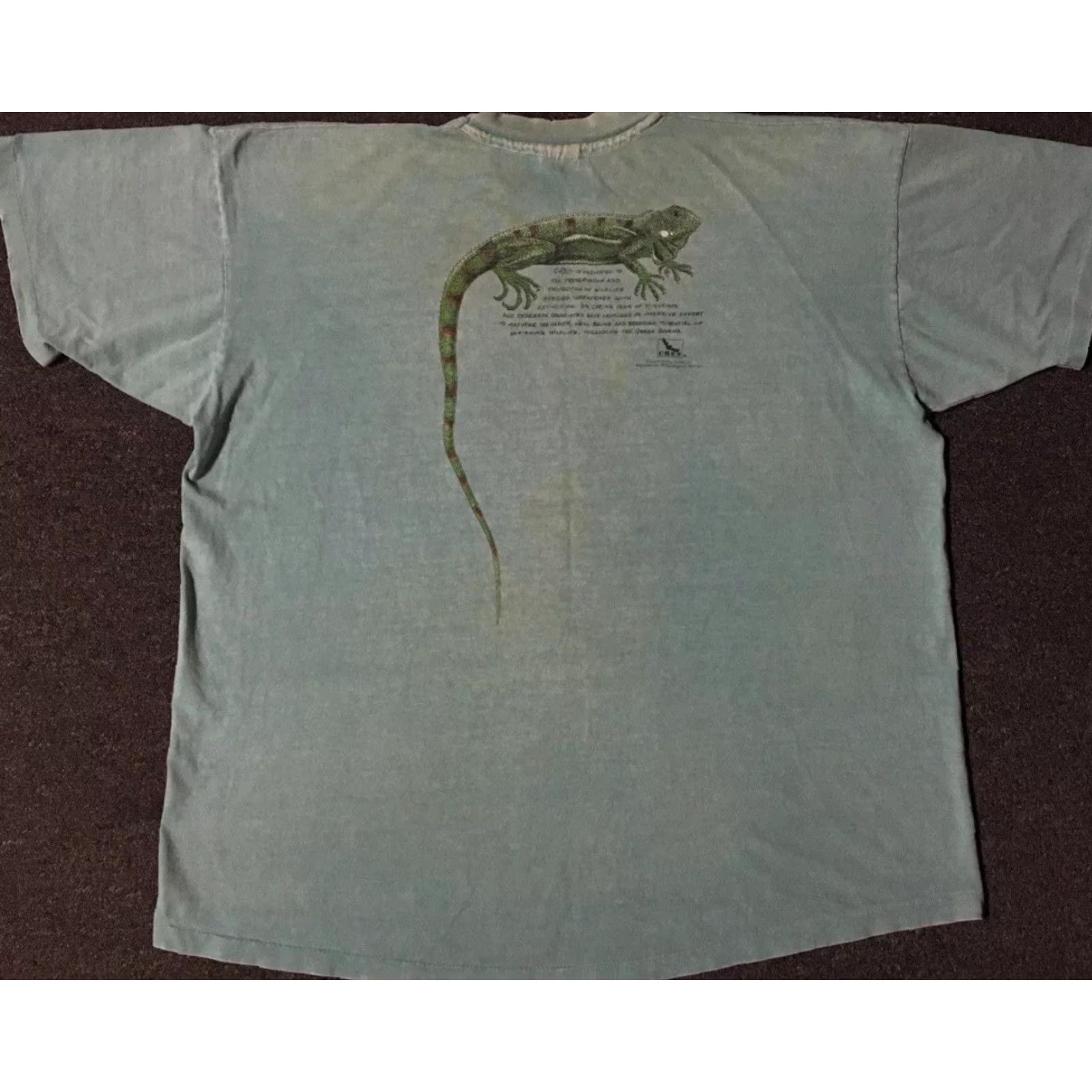 Vintage VINTAGE Iguana T-Shirt XL Green Boxy Men Regular Single Stitch 90s Distressed All Over Print Beach Grunge Animals Art Nature USA Animated Lizard Size US XL / EU 56 / 4 - 2 Thumbnail