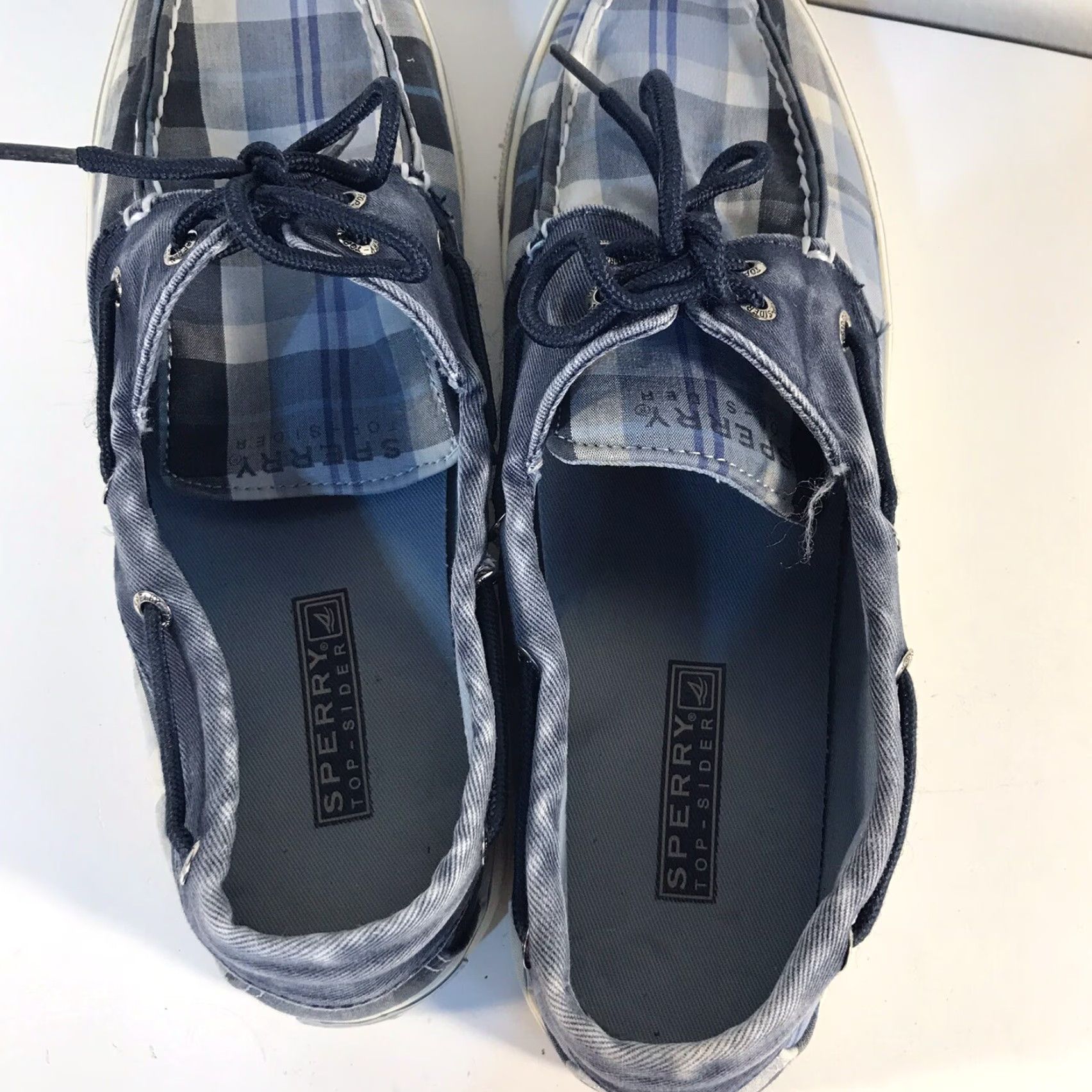 Sperry VINTAGE Sperry Top Sider Boat Shoes Womens Size 10M Plaid Canvas Casual Slip-On Size L / US 10 / IT 46 - 6 Thumbnail