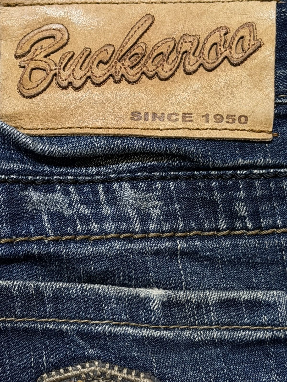 If Six Was Nine Vintage Y2K Buckaro Blue Faded Wash Whisker Distressed Jeans Size US 35 - 6 Thumbnail