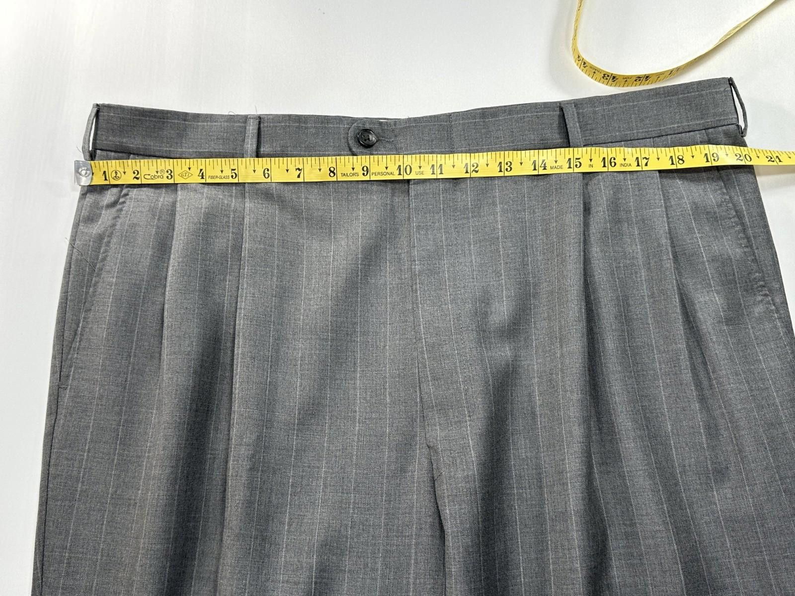 Hickey Freeman Hickey Freeman Pleated Pinstripe Dress Pants Gray Mens 40/30 Size US 40 / EU 56 - 3 Thumbnail
