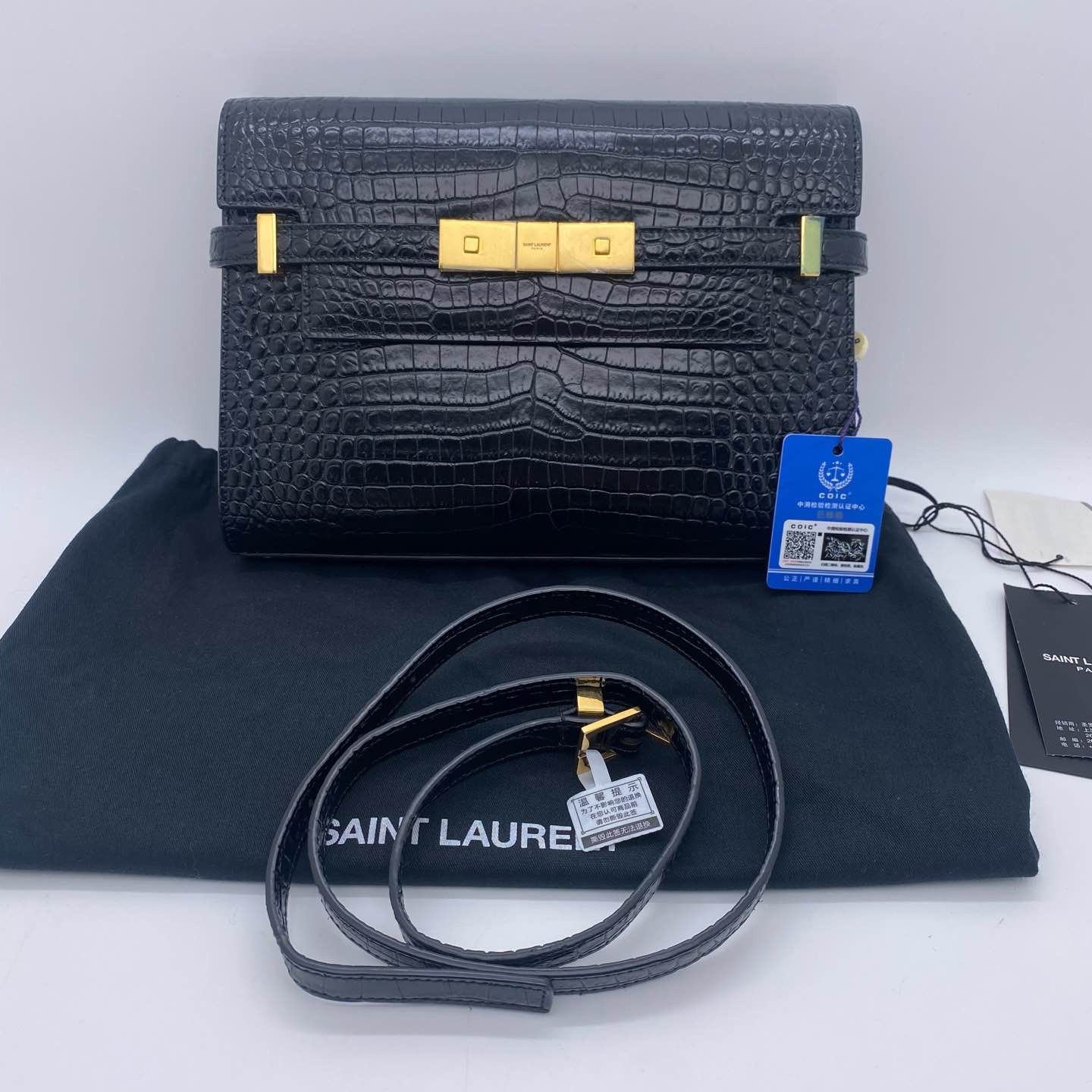 Saint Laurent Paris Saint Laurent Manhattan Crocodile Embossed Leather Bag Size ONE SIZE - 1 Thumbnail