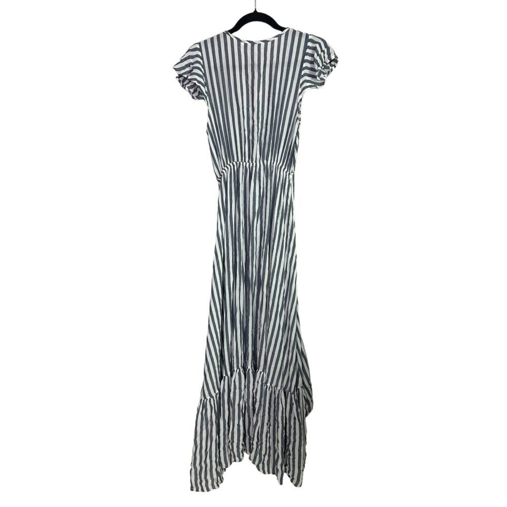 Designer Olivaceous l Striped Low Plunge High Low Dress Small Size S / US 4 / IT 40 - 3 Thumbnail