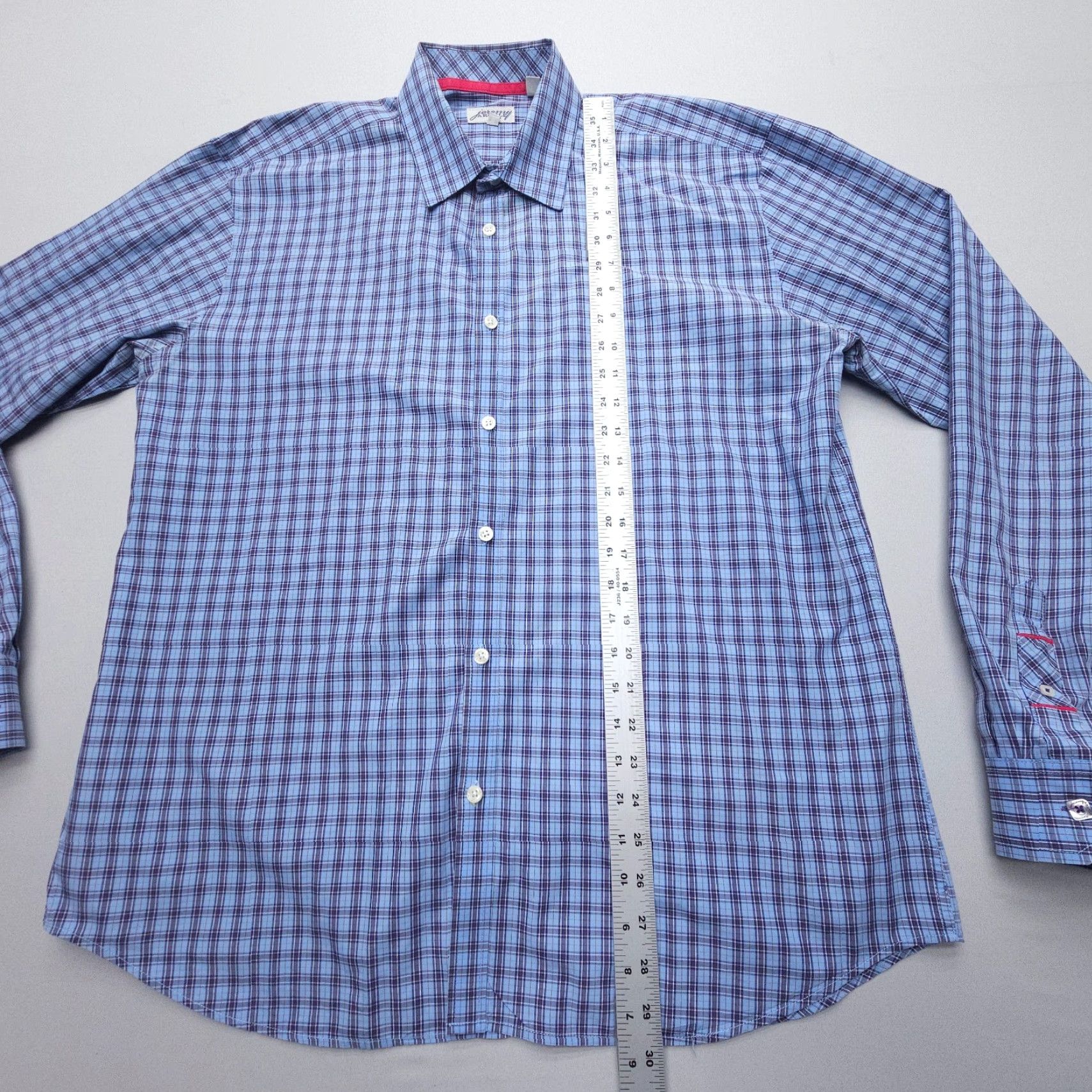 Vintage Jeremy Argyle NYC Shirt Mens XL Blue Plaid Long Sleeve Button Up 100% Cotton Size US XL / EU 56 / 4 - 5 Thumbnail