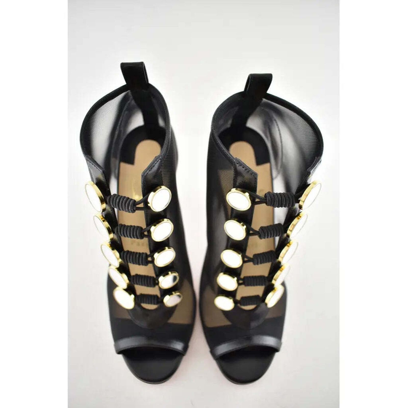 Christian Louboutin Christian Louboutin Marikate 100 Black Mesh Peep Toe Ankle Size US 7 / IT 37 - 7 Thumbnail