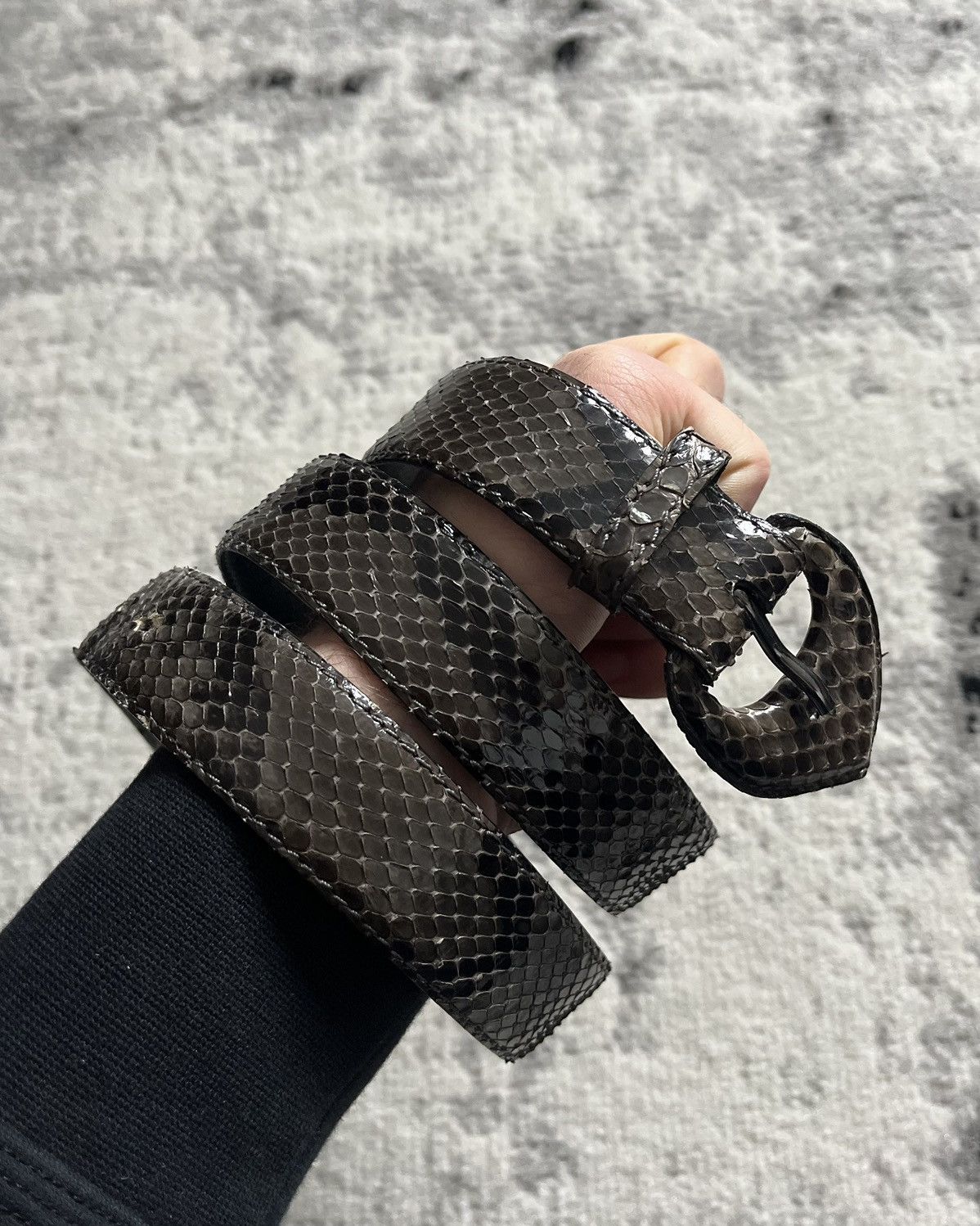 Archival Clothing 90s Yves Saint Laurent Python Leather Belt | Grailed