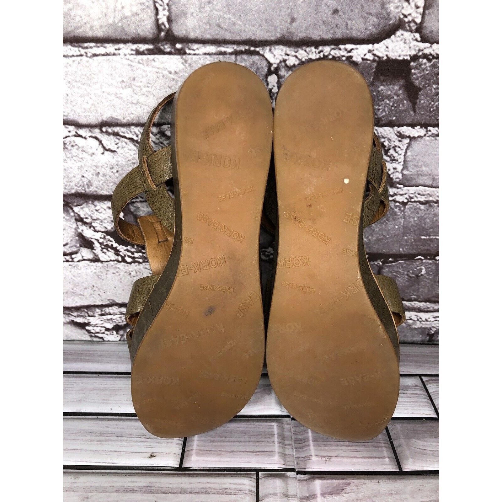 Other Kork-Ease Olive Green Leather Platform Wedge Ankle Strap San Size US 6 / IT 36 - 8 Thumbnail