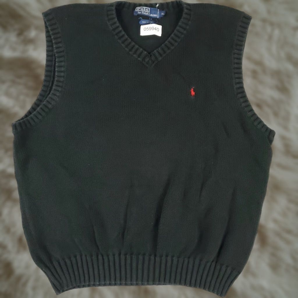 Ralph Lauren Ralph Lauren Black Knit Vest Pullover Sweater Mens XL V-Neck Classic Logo Size US XL / EU 56 / 4 - 1 Thumbnail