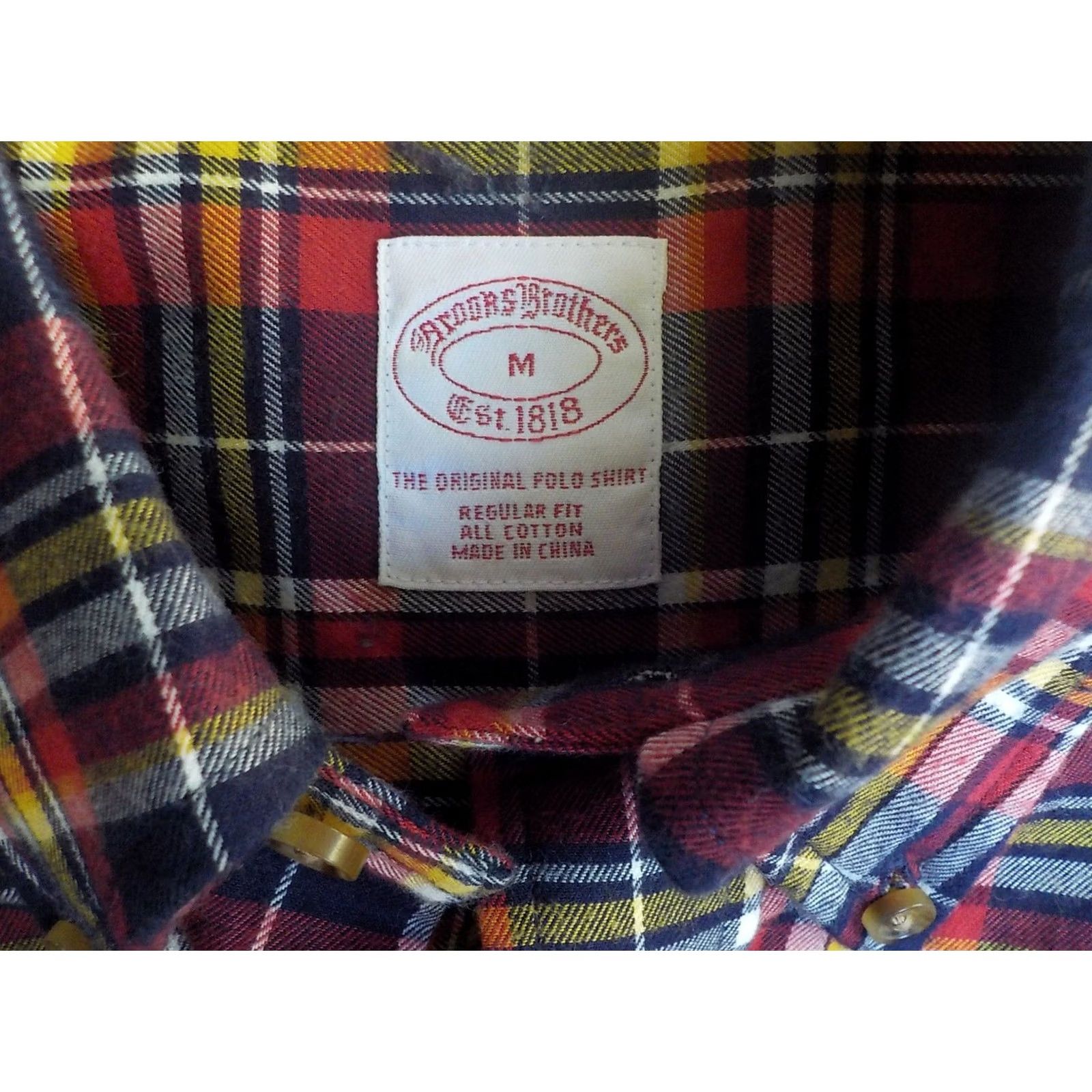 Brooks Brothers Brooks Brothers Button-Down Shirt LS All Cotton Plaid Red/Navy/Yellow/White M Mens Size US M / EU 48-50 / 2 - 4 Thumbnail