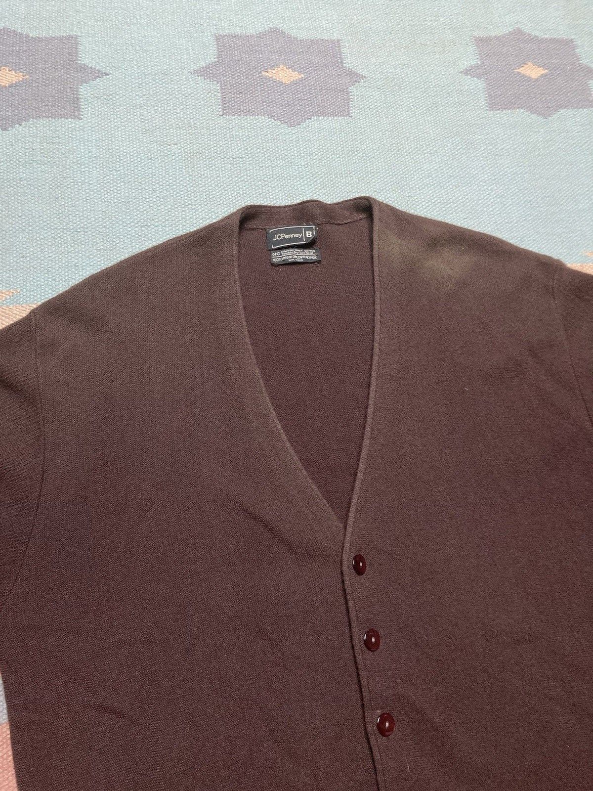 Vintage 80s JCPenney cardigan sweater acrylic knit distressed L/XL Size US XL / EU 56 / 4 - 6 Thumbnail