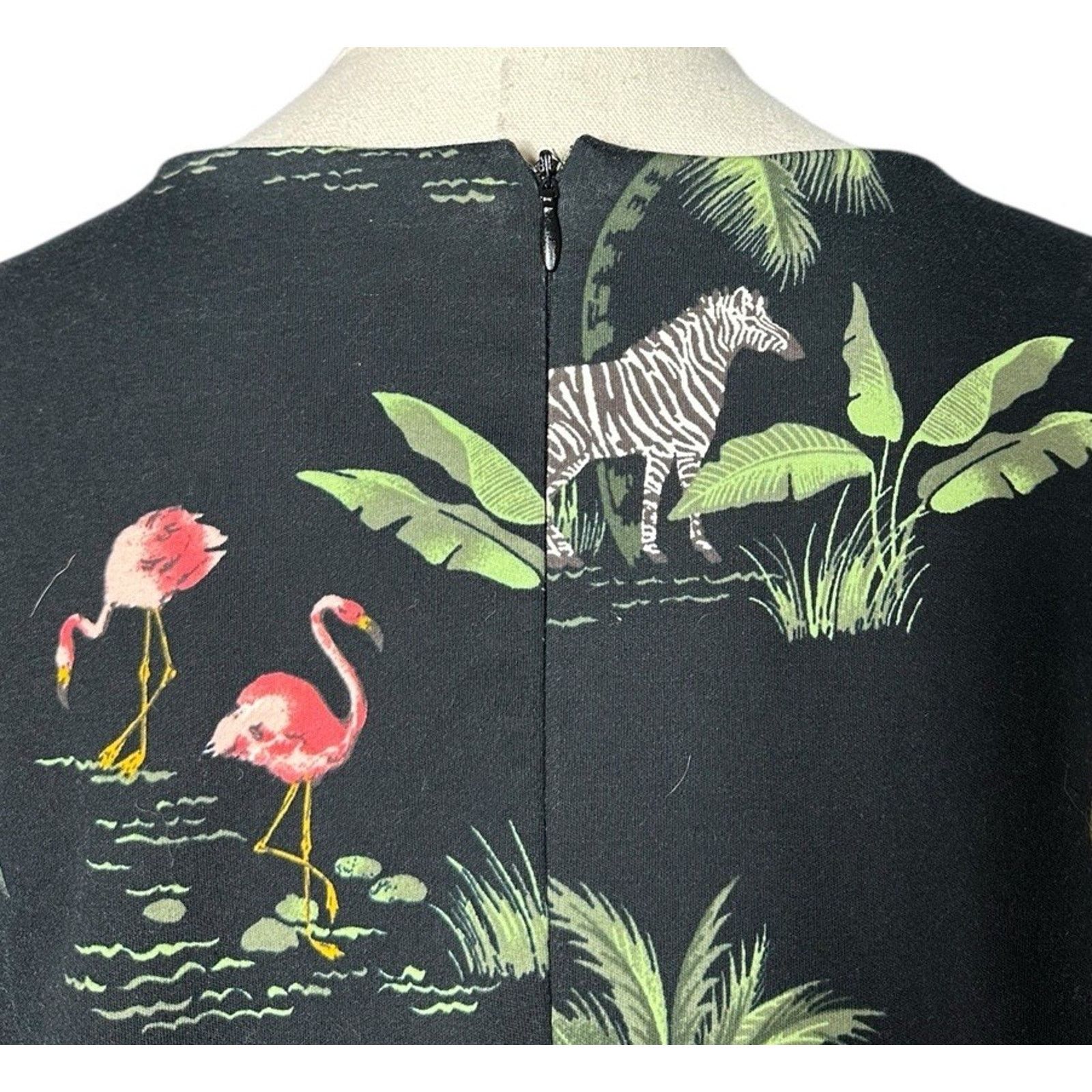 Old Navy Old Navy Black Safari Giraffe Zebra Flamingo Print Dress XL Size XL / US 12-14 / IT 48-50 - 5 Thumbnail