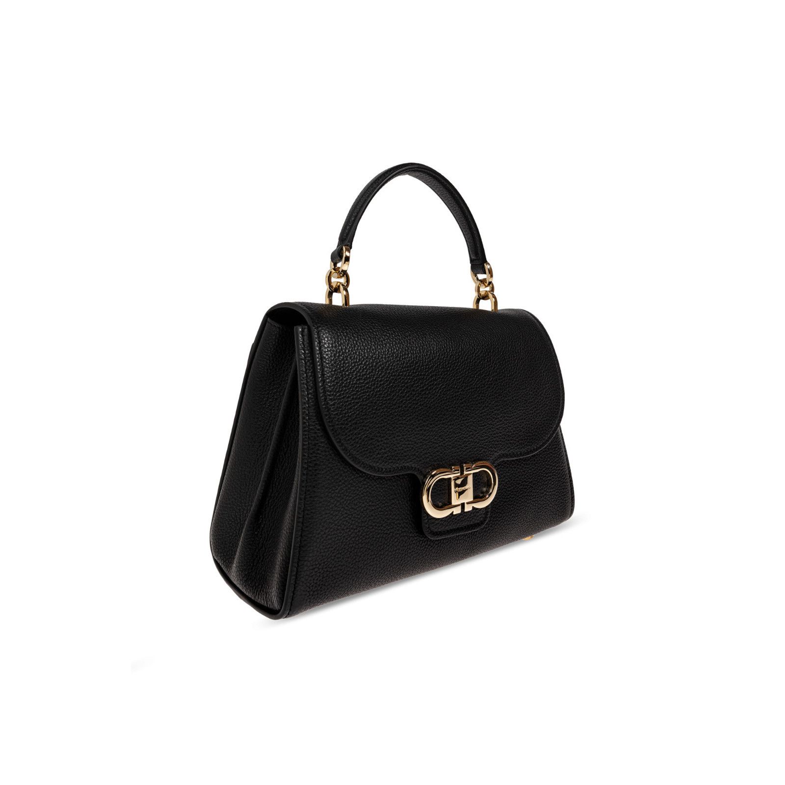 Salvatore Ferragamo FERRAGAMO Double Gancini Black Top Handle Bag New & Authenti Size ONE SIZE - 3 Thumbnail