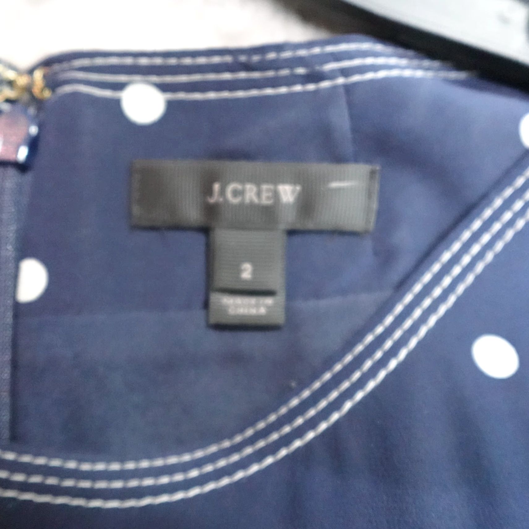 J.Crew J.CREW Dress Blue Polka Dot Silk Lined Shift 2 Womens Knee Length 3/4 Sleeve Collared Zip Vintage No Size XS / US 0-2 / IT 36-38 - 6 Thumbnail