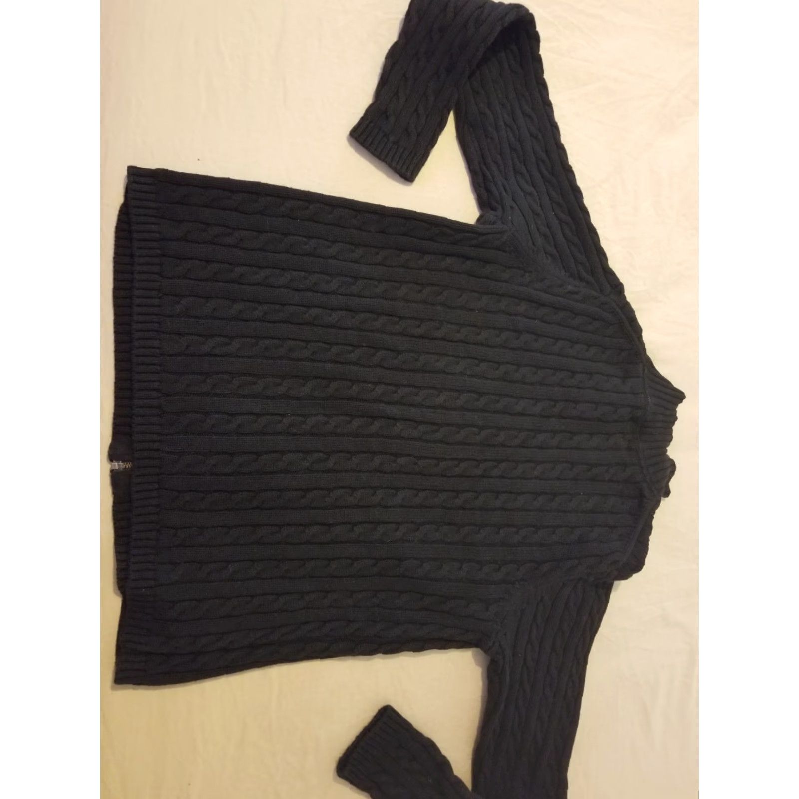 Vintage Womens L.L. Bean Jacket XL Black Full Zip Cotton Knit Regular Long Sleeve Winter Spring Fall Size XL / US 12-14 / IT 48-50 - 8 Thumbnail