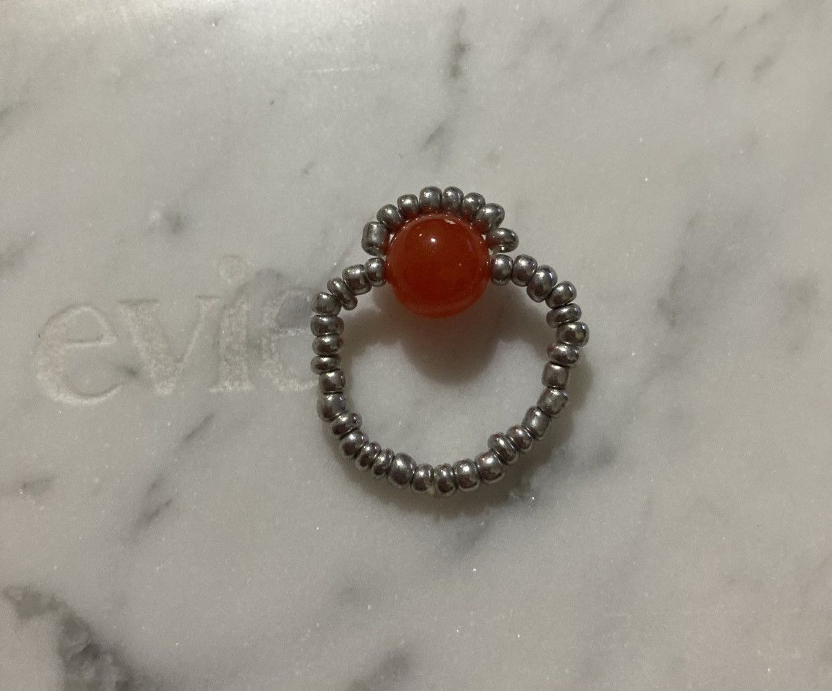 Jewelry Red agate and silver beaded ring Size ONE SIZE - 1 Thumbnail