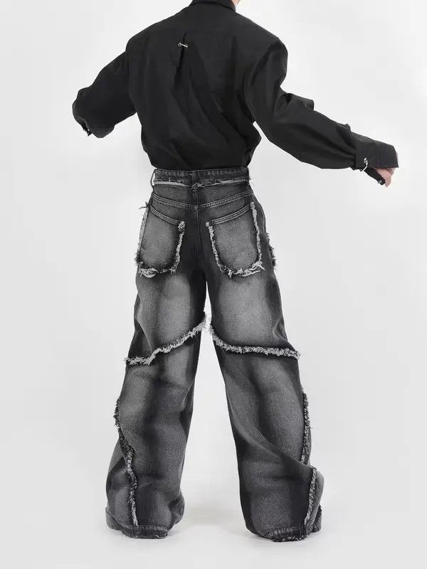 VIBE Vintage washed distressed fringed micro-flare jeans Size US 32 / EU 48 - 3 Thumbnail