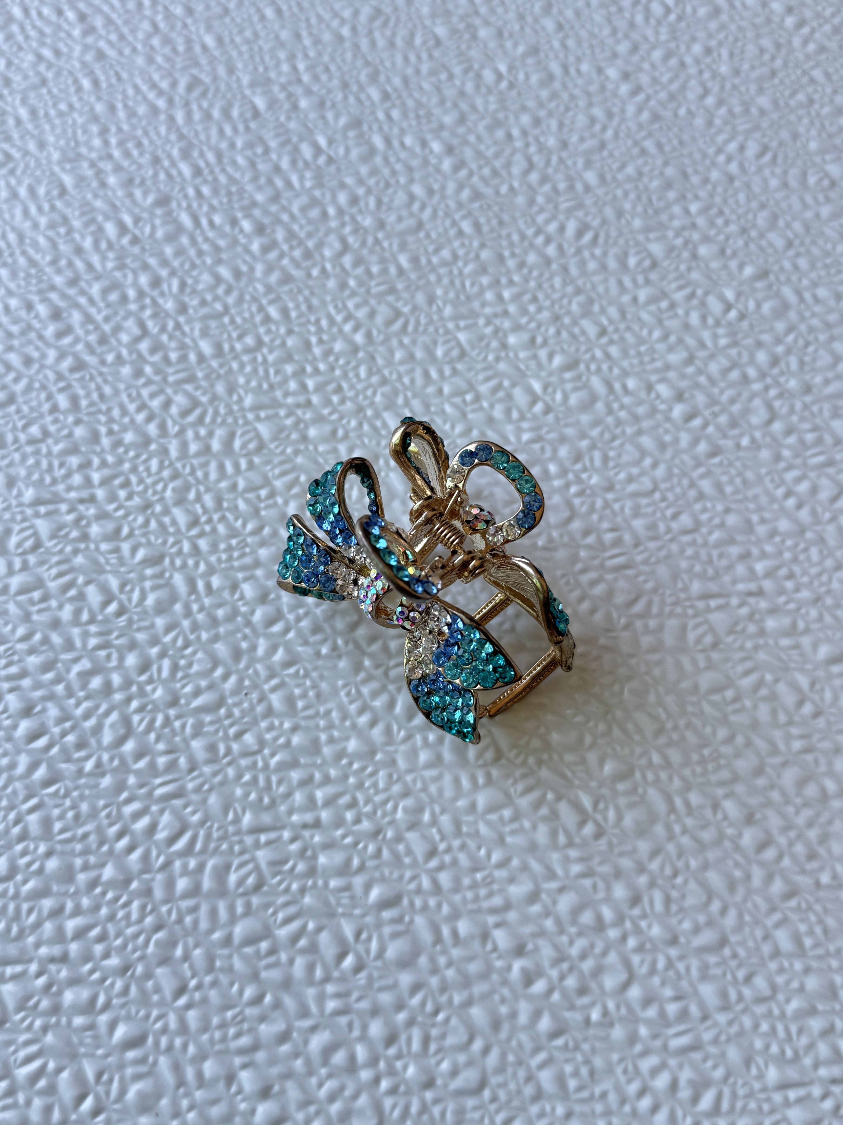 Other Blue Rhinestone Bow Hair Claw Clip Size ONE SIZE - 6 Thumbnail