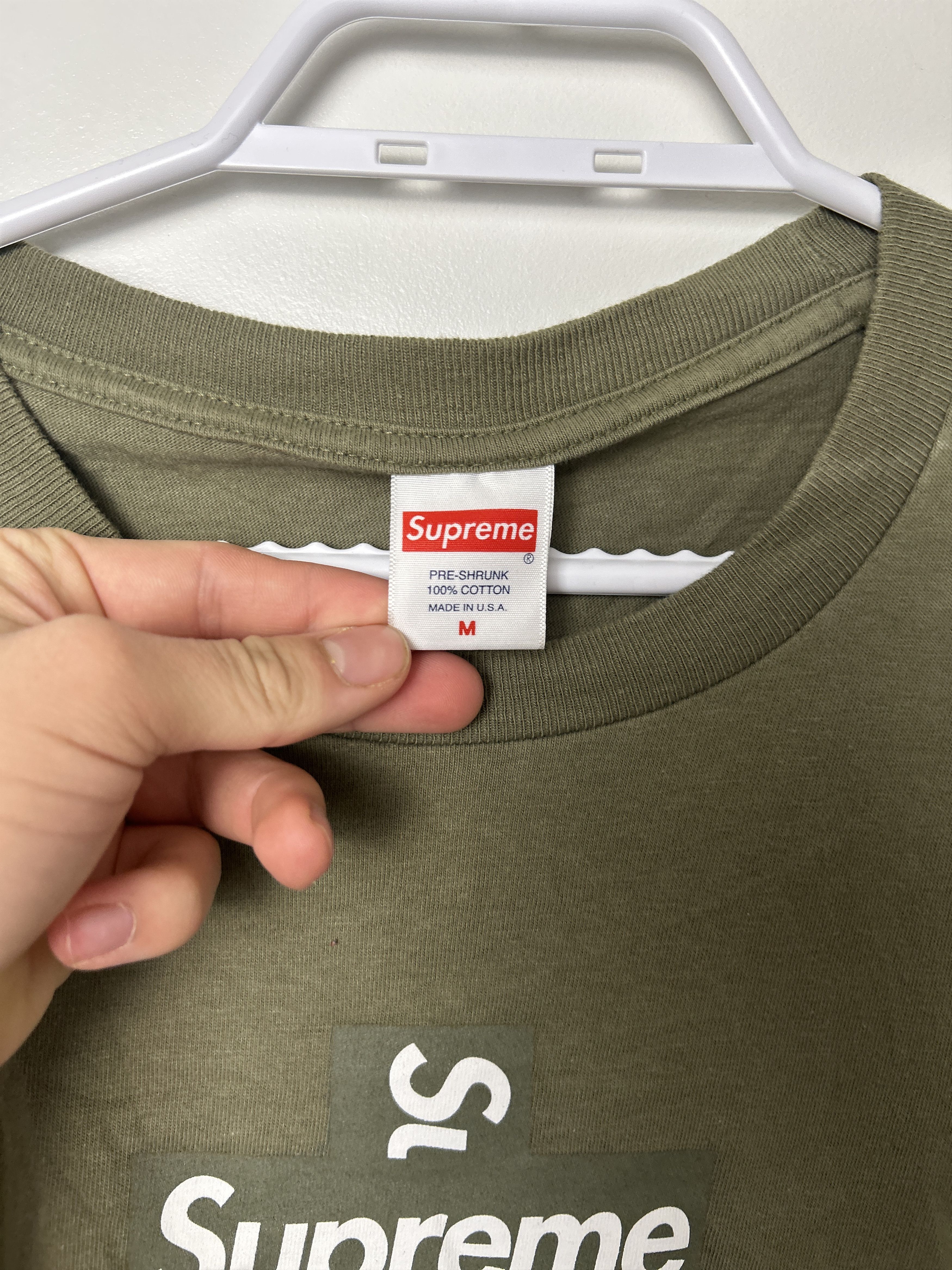 Supreme Supreme Cross Box Logo Tee 'Light Olive' Size US M / EU 48-50 / 2 - 2 Thumbnail