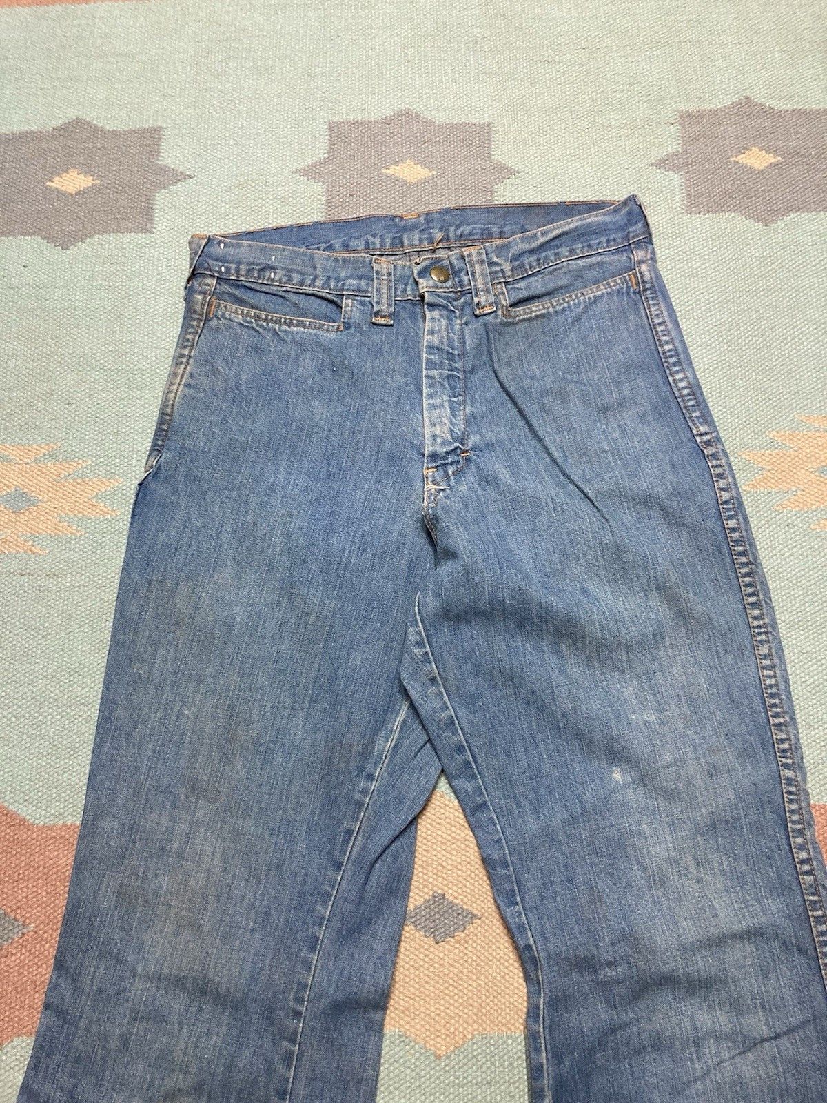 Vintage 1970s denim bell bottom jeans flare wide distressed 28x33 Size 28" / US 6 / IT 42 - 9 Thumbnail