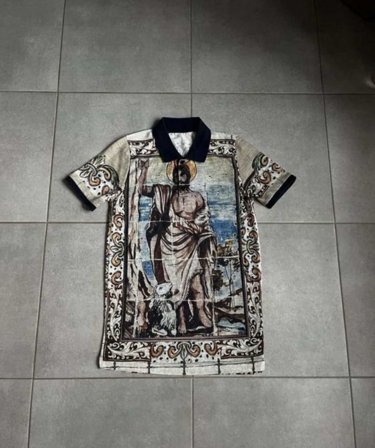 image of Dolce Gabbana Dolce&gabbana Polo Luxury Jesus in White, Men's (Size Medium)