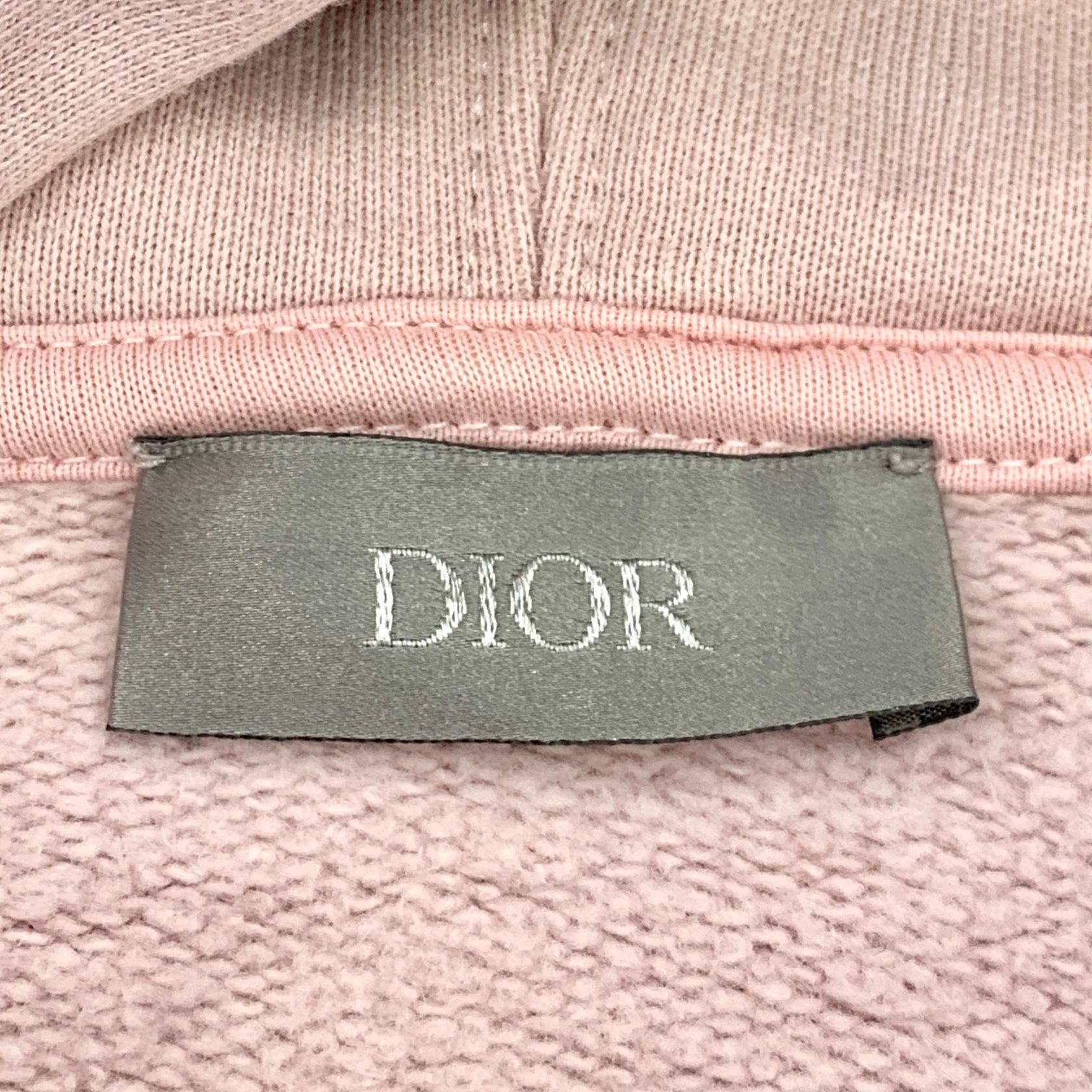 Dior Dior Pink Logo Embroidered Cotton Hooded Sweatshirt (Size L) Size L / US 10 / IT 46 - 2 Thumbnail