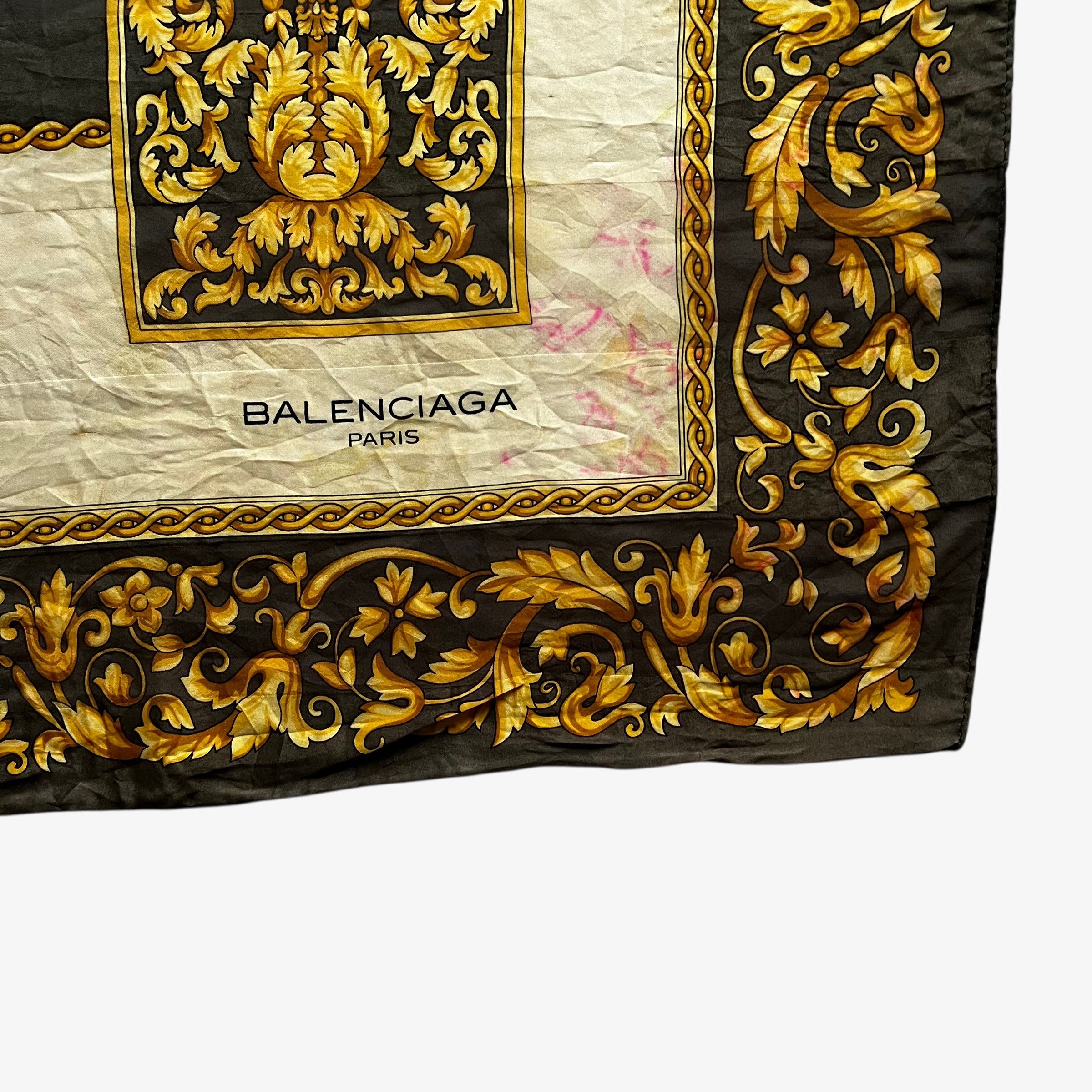 Balenciaga Vintage 90s Balenciaga Paris Checkered Baroque Silk Scarf Size ONE SIZE - 3 Thumbnail