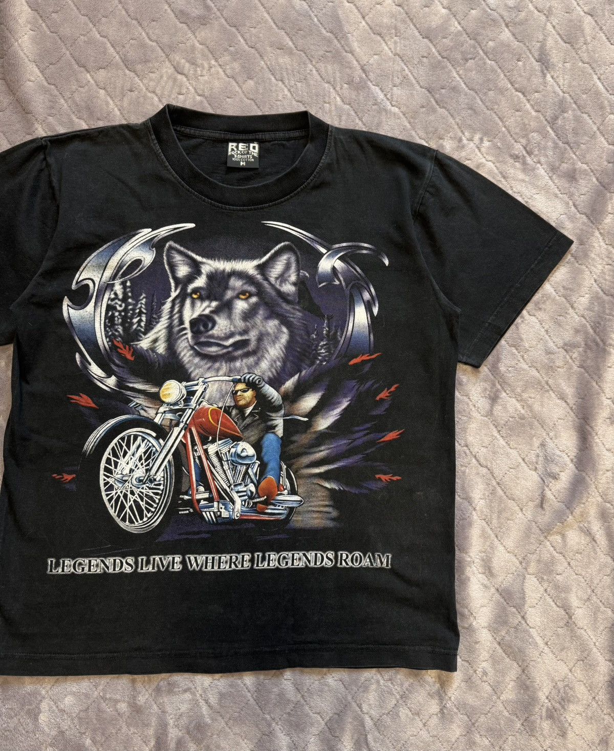 Band Tees × Vintage Vintage 2000s Biker Wolf Tee Shirt Size US M / EU 48-50 / 2 - 4 Thumbnail