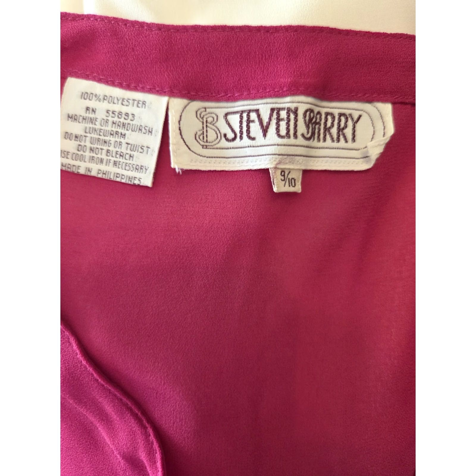 Vintage VINTAGE 80s Steven Barry Hot Pink Lightweight Sheer Button Front Top Shirt Tunic 9/10 Womens Size M / US 6-8 / IT 42-44 - 7 Thumbnail