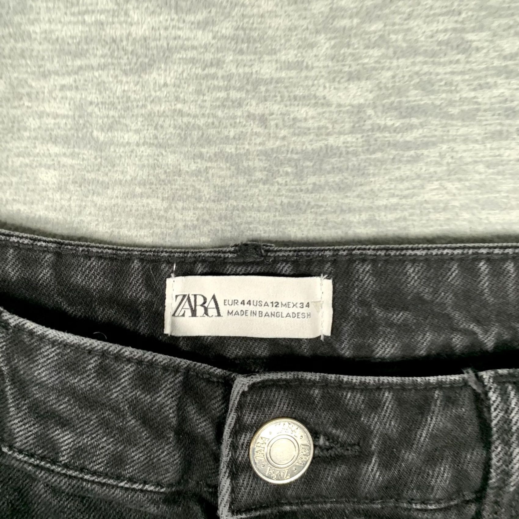 Zara Zara Jeans Womens 12 Gray High Rise Tapered Leg Charcoal Wash Stretch Denim Jeans Size 34" / US 12 / IT 48 - 5 Thumbnail