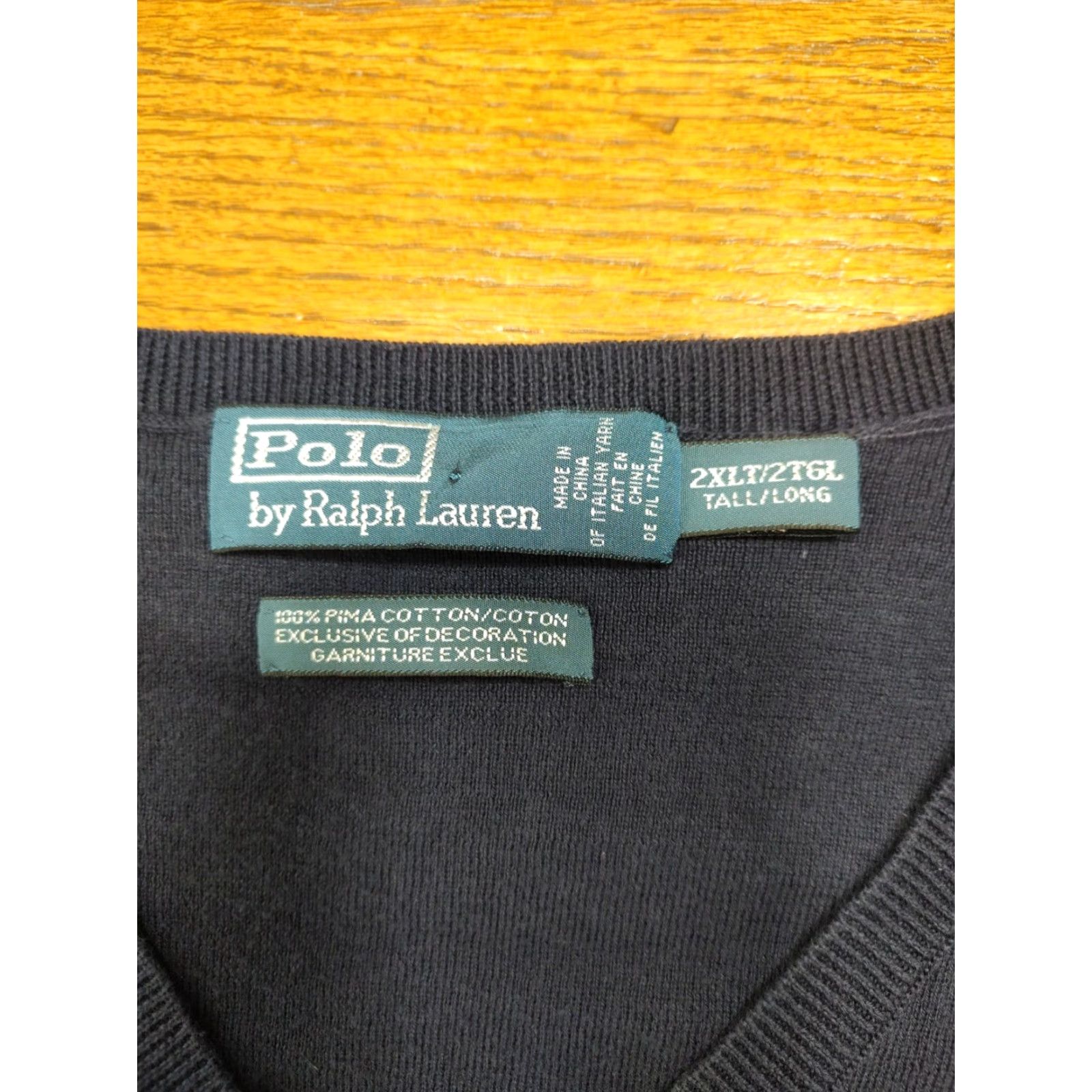 Polo Ralph Lauren VINTAGE Polo Ralph Lauren Knit Sweater Vest Men 2XLT Navy Blue Cable-Knit Cotton Solid V-Neck Big & Tall 90s Mens Size US XXL / EU 58 / 5 - 3 Thumbnail