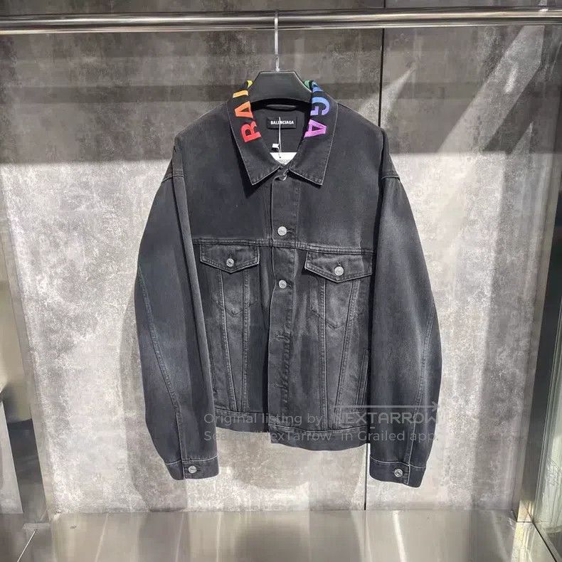 Balenciaga Balenciaga Rainbow Logo Denim Jacket Size US S / EU 44-46 / 1 - 1 Thumbnail