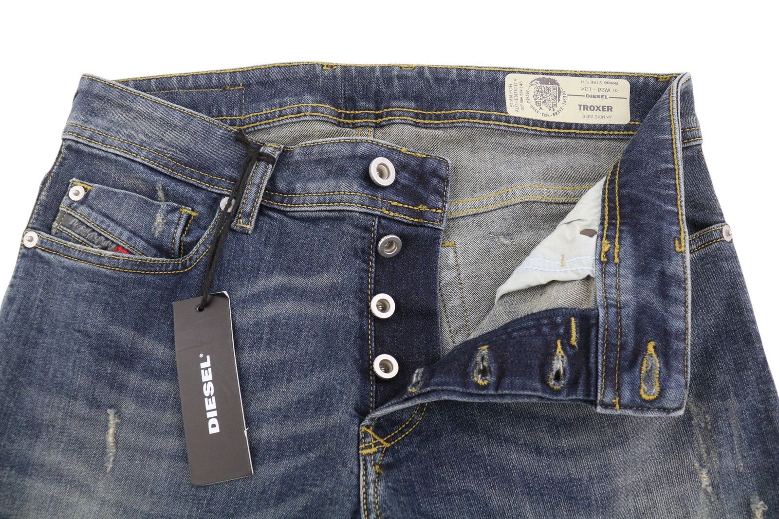 Diesel TROXER R9CG6 W28/L34 Blue Distress Slim Skinny Jeans 89141 Size US 28 / EU 44 - 4 Thumbnail