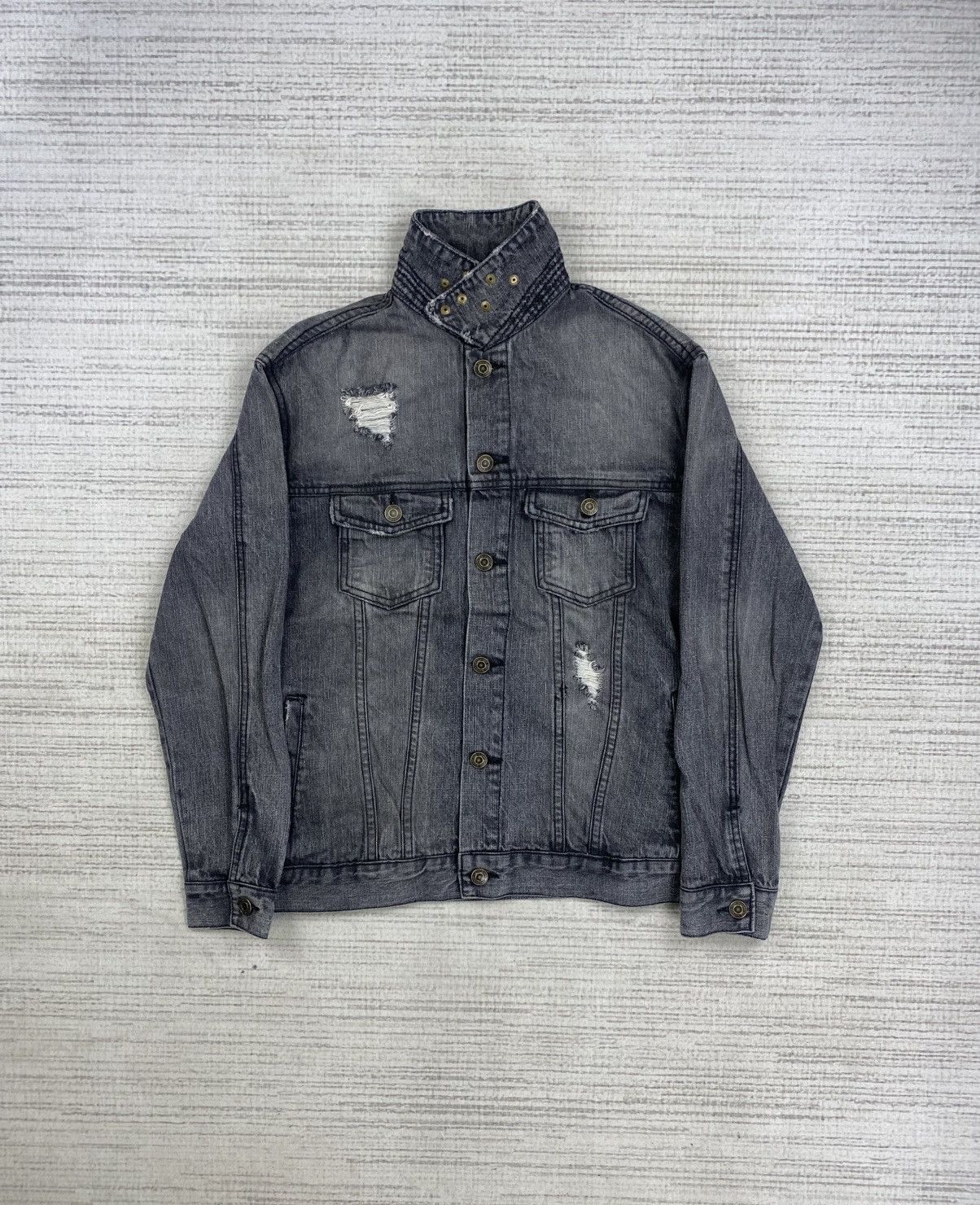 If Six Was Nine × Vintage Vintage Clef De Sol Distressed Style Denim Trucker Jacket Size US S / EU 44-46 / 1 - 5 Thumbnail
