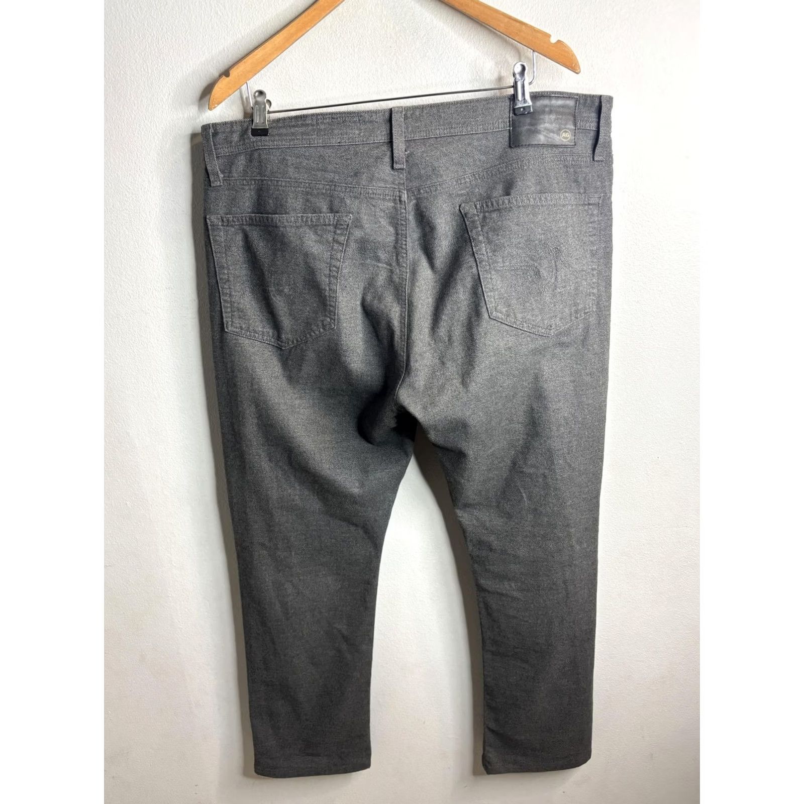 Denime AG Everett Slim Straight Jeans Mens 37x35 Gray Charcoal 5-Pocket Denim Zip Fly Mid Rise Size US 37 - 5 Thumbnail