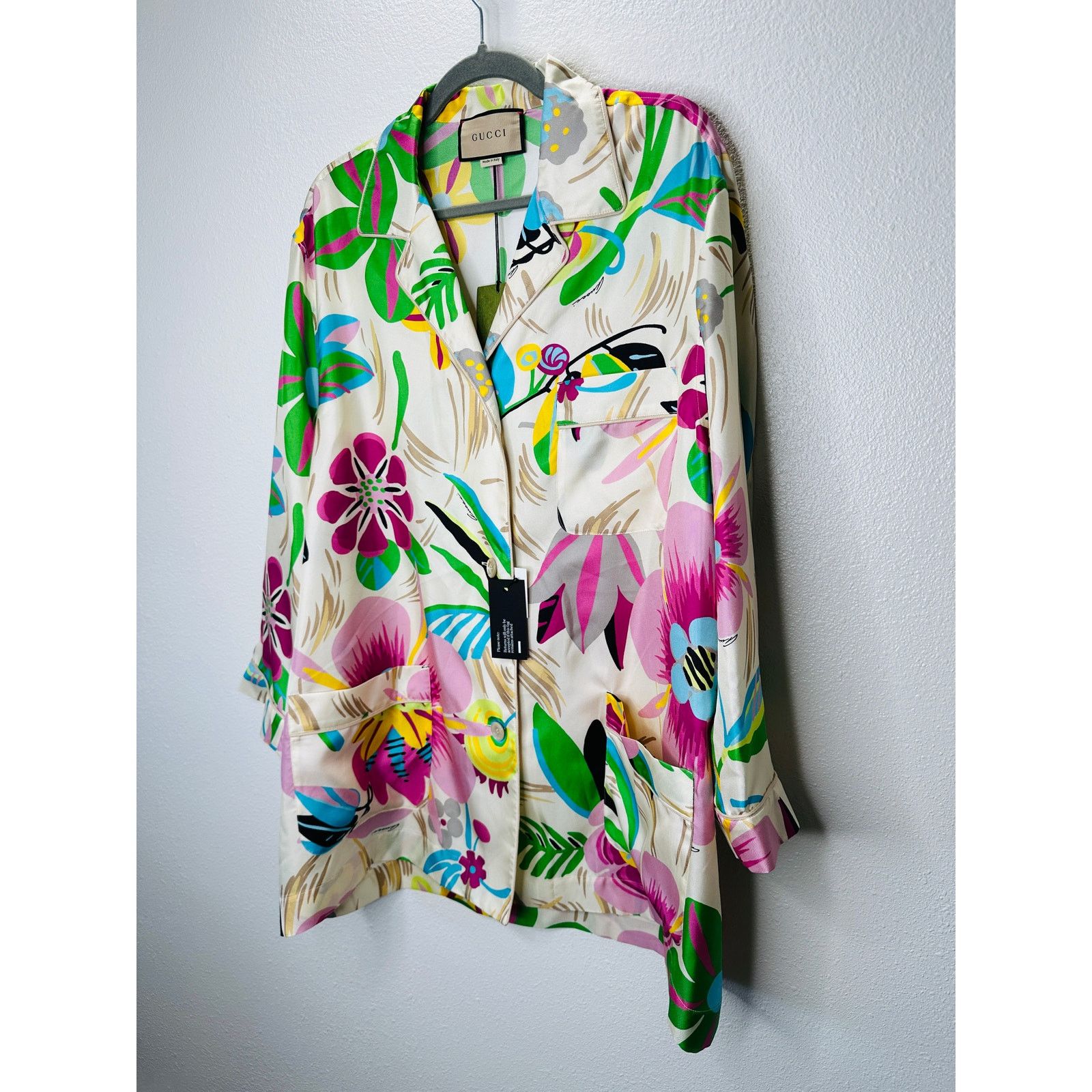 Gucci NWT Gucci Silk Pink Blue Multi Floral Printed Blouse 46 / XL Size XL / US 12-14 / IT 48-50 - 6 Thumbnail