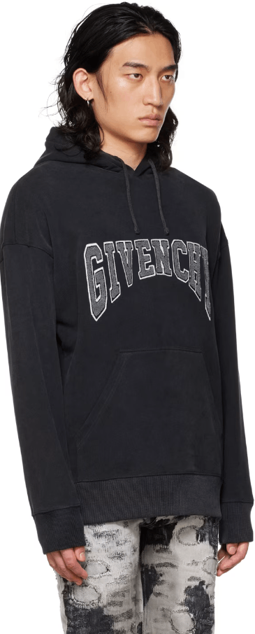Givenchy Washed Black Embroidered College Logo Hoodie Size US XL / EU 56 / 4 - 3 Thumbnail
