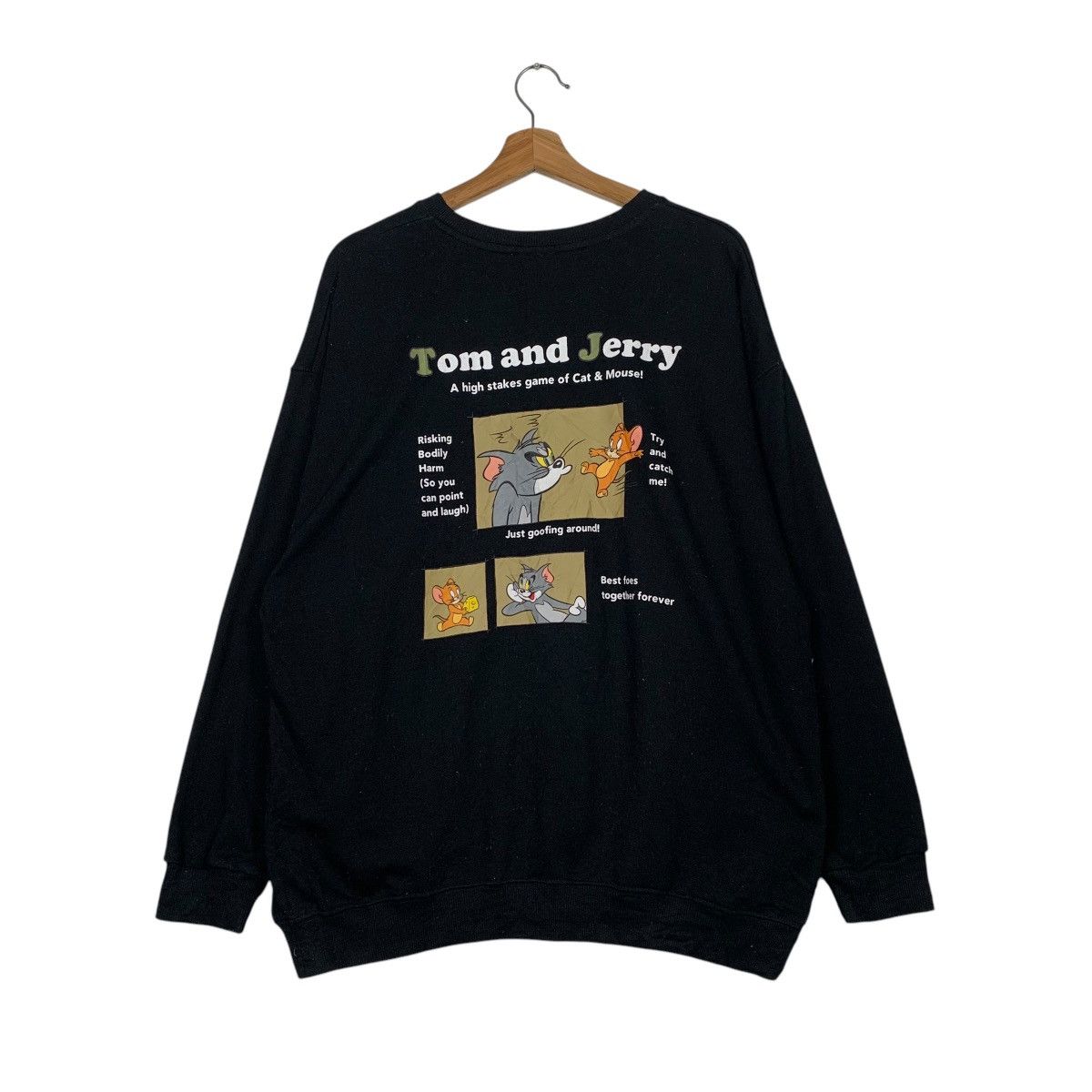 Japanese Brand Tom And Jerry Black Crewneck Sweatshirt Size US L / EU 52-54 / 3 - 1 Thumbnail