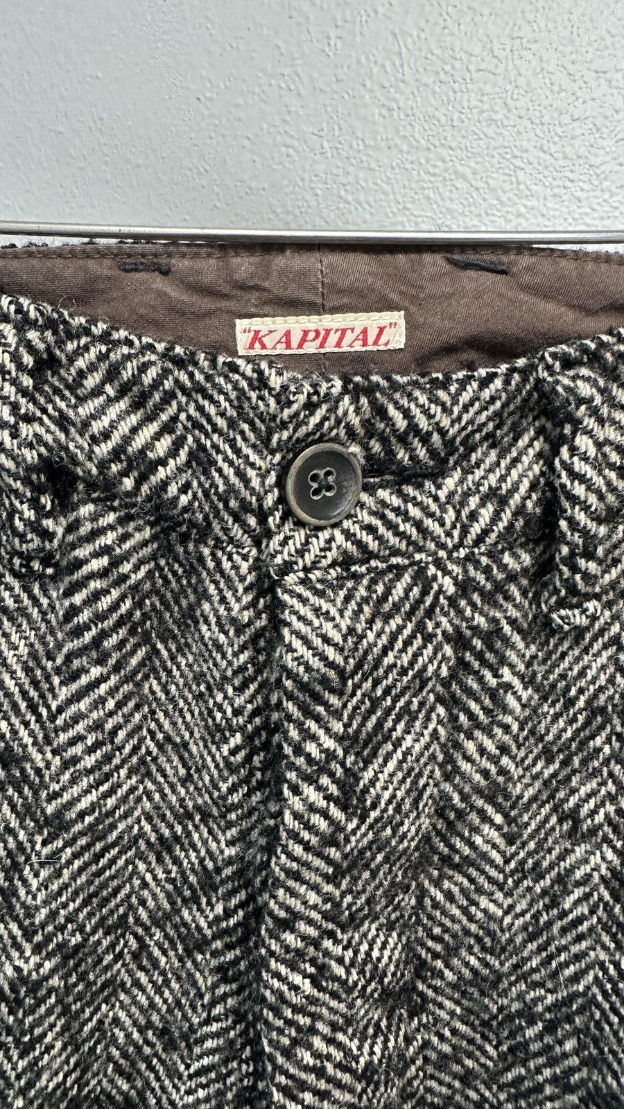 image of Kapital Wool Herringbone Trousers in Black/Gray, Men's (Size 30)