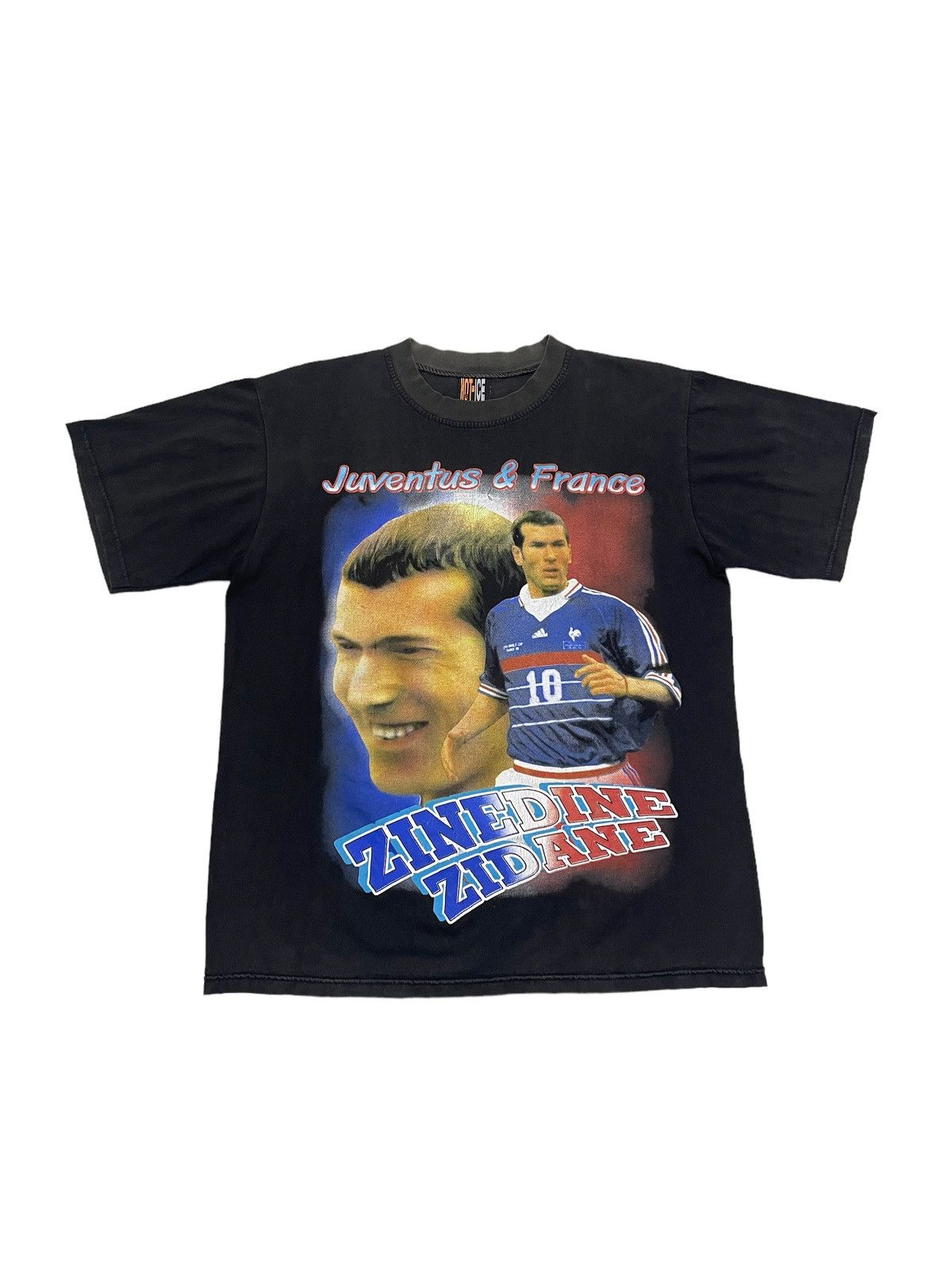 image of Archival Clothing Vintage Bootleg 90's Zinedine Zidane Juventus & France Shirt in Black (Size Large